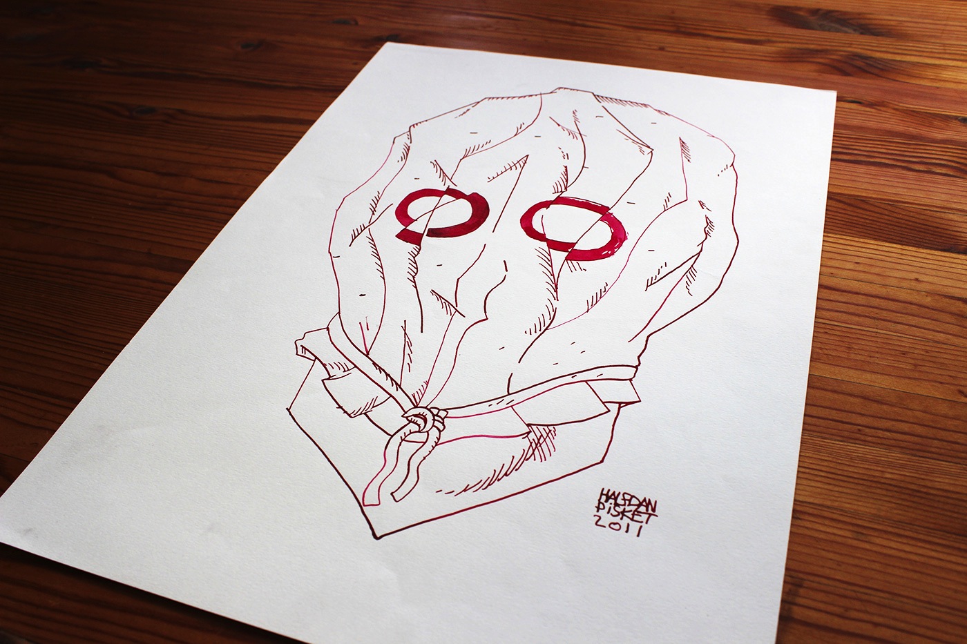 Maske II | Kunsttryk, Tegninger, Gicleé | Halfdan Pisket | Beauton Art Gallery kunsttryk, tegninger, gicleé, grafiske, illustrative, portræt, surrealistiske, tegneserier, stemninger, mennesker, seksualitet, røde, hvide, blæk, papir, tusch, ansigter, mænd, skitse, Køb original kunst og kunstplakater. Malerier, tegninger, limited edition kunsttryk & plakater af dygtige kunstnere.