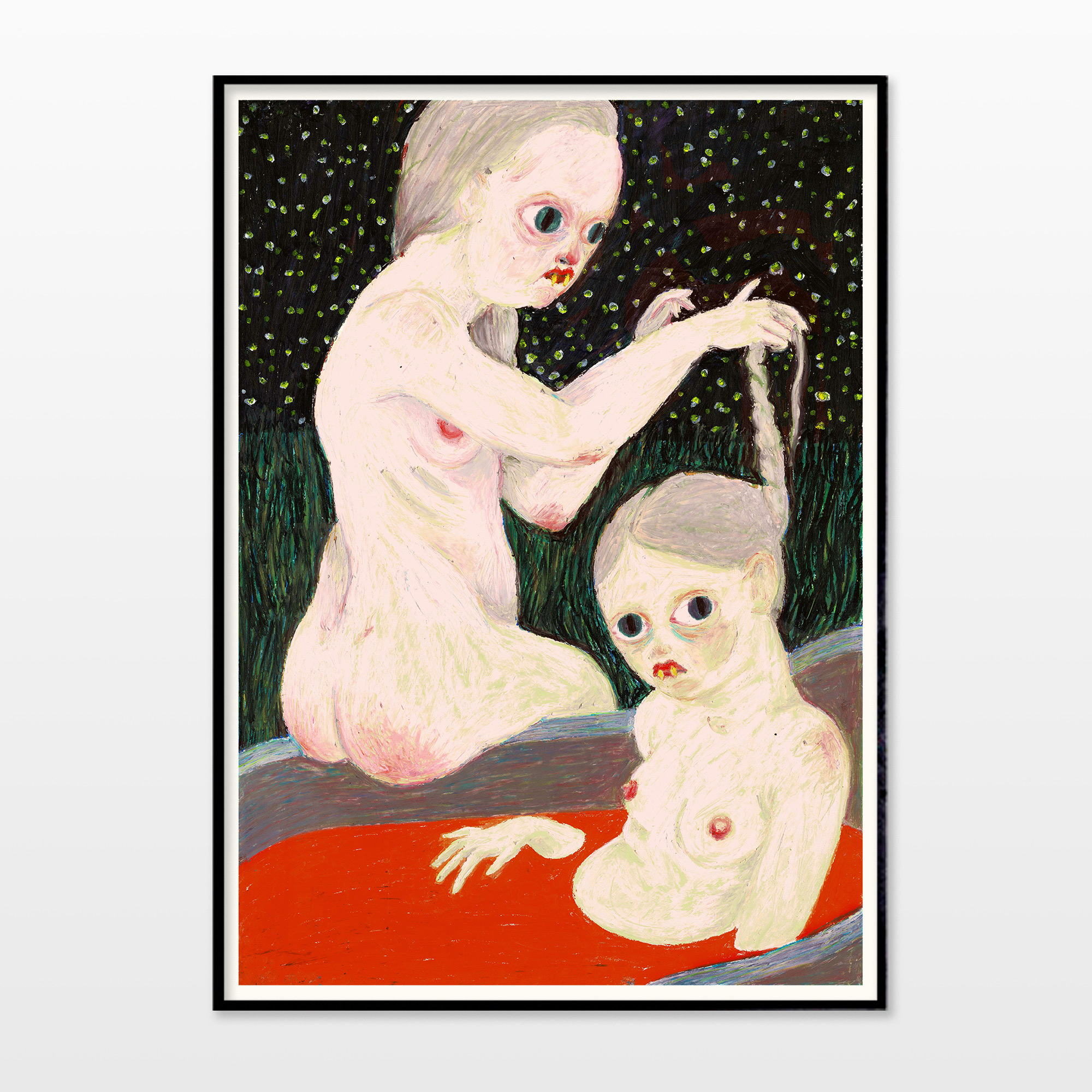 plakater-posters-kunsttryk, malerier, giclee-tryk, farverige, figurative, illustrative, surrealistiske, kroppe, mennesker, seksualitet, beige, grå, røde, blæk, papir, samtidskunst, dekorative, design, kvindelig, feminist, interiør, bolig-indretning, kærlighed, moderne, moderne-kunst, naturealistiske, nøgen, kvinder, Køb original kunst og kunstplakater. Malerier, tegninger, limited edition kunsttryk & plakater af dygtige kunstnere.