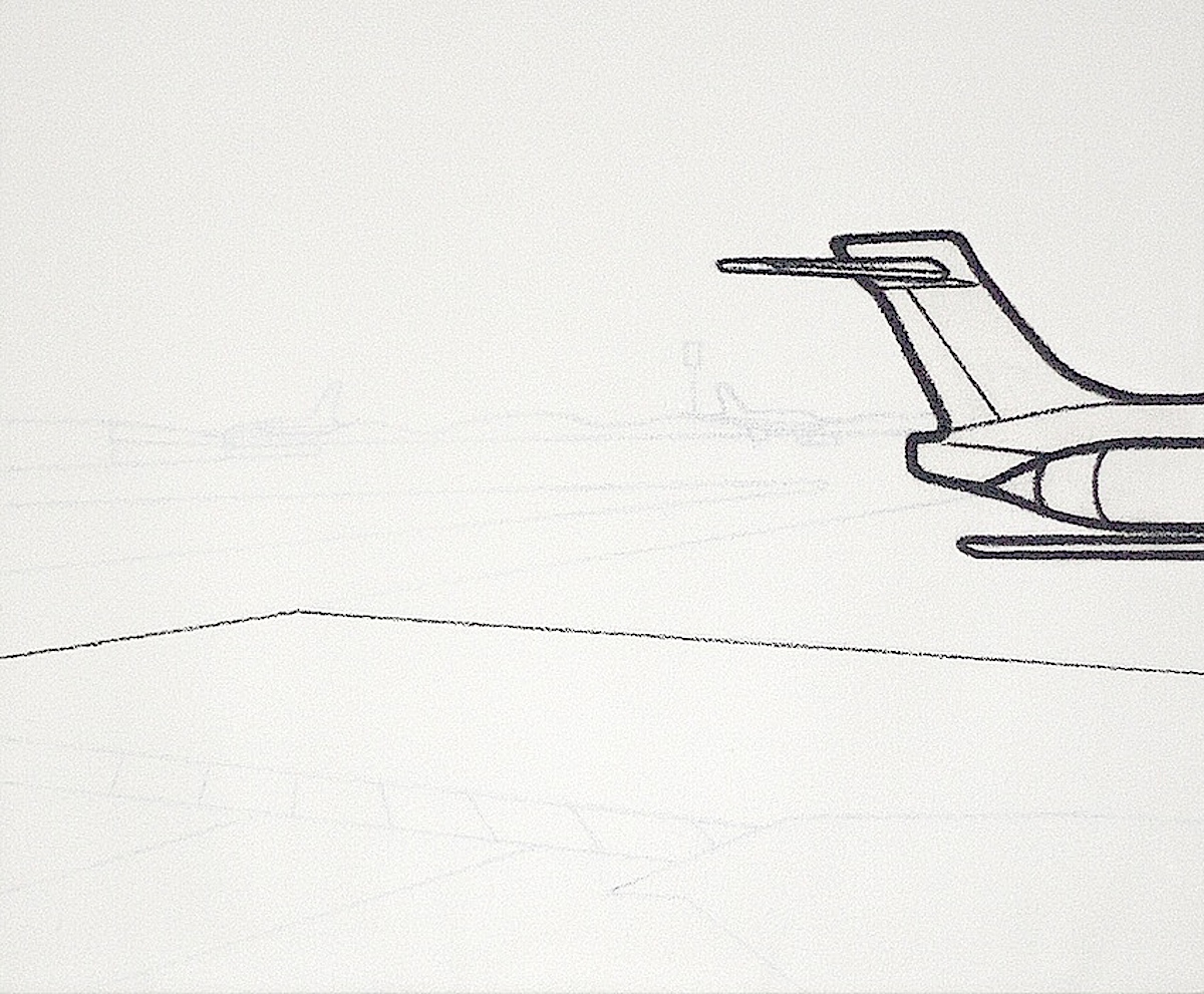 MD83 SAS | Malerier |  | Beauton Art Gallery malerier, geometriske, grafiske, minimalistiske, monokrome, videnskab, himmel, transportmidler, sorte, hvide, akryl, kridt,  bomuldslærred, fly, flyvemaskiner, sort-hvide, samtidskunst, københavn, dekorative, moderne, moderne-kunst, Køb original kunst og kunstplakater. Malerier, tegninger, limited edition kunsttryk & plakater af dygtige kunstnere.