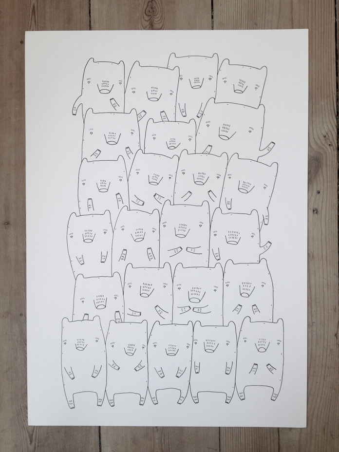 BEAR FAMILY. En original illustration af My Buemann. Online kunst-galleri ARTUNIKA - Malerier, Illustrationer, Tegninger og Fotokunst BEAR FAMILY