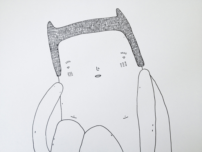 BIG AND LONELY  | Tegninger | My Buemann | Beauton Art Gallery tegninger, dyr, grafiske, pop, stemninger, sorte, hvide, artliner, kærlighed, romantiske, street-art, Køb original kunst af den højeste kvalitet. Malerier, tegninger, limited edition kunsttryk & plakater af dygtige kunstnere.