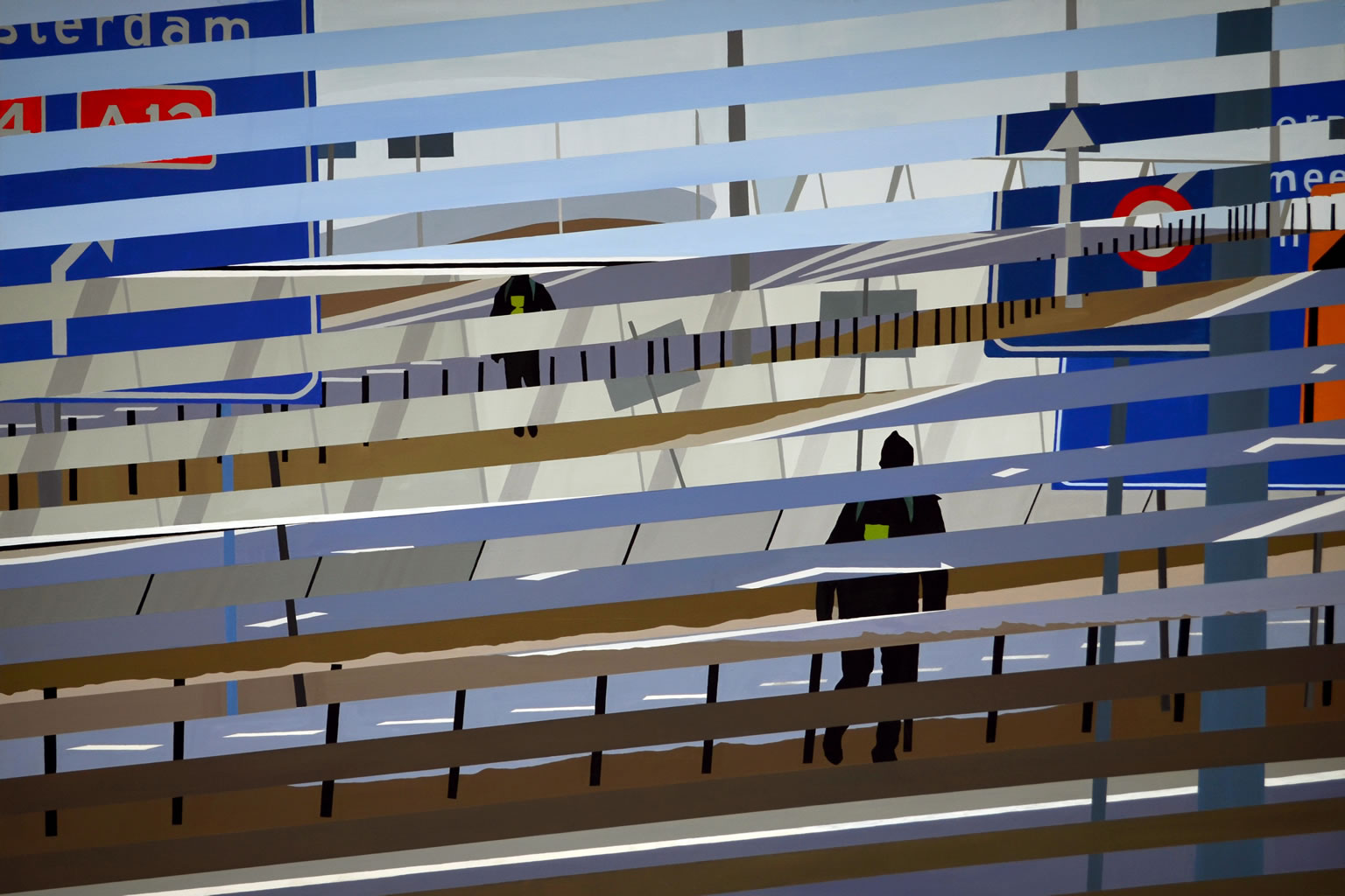 Paintings about speed, A12 | Malerier | Noemi Staniszewska | Beauton Art Gallery malerier, figurative, geometriske, grafiske, landskab, portræt, arkitektur, bevægelse, natur, mønstre, transportmidler, blå, brune, grå, hvide, akryl,  bomuldslærred, biler, sceneri, tid, køretøjer, Køb original kunst og kunstplakater. Malerier, tegninger, limited edition kunsttryk & plakater af dygtige kunstnere.