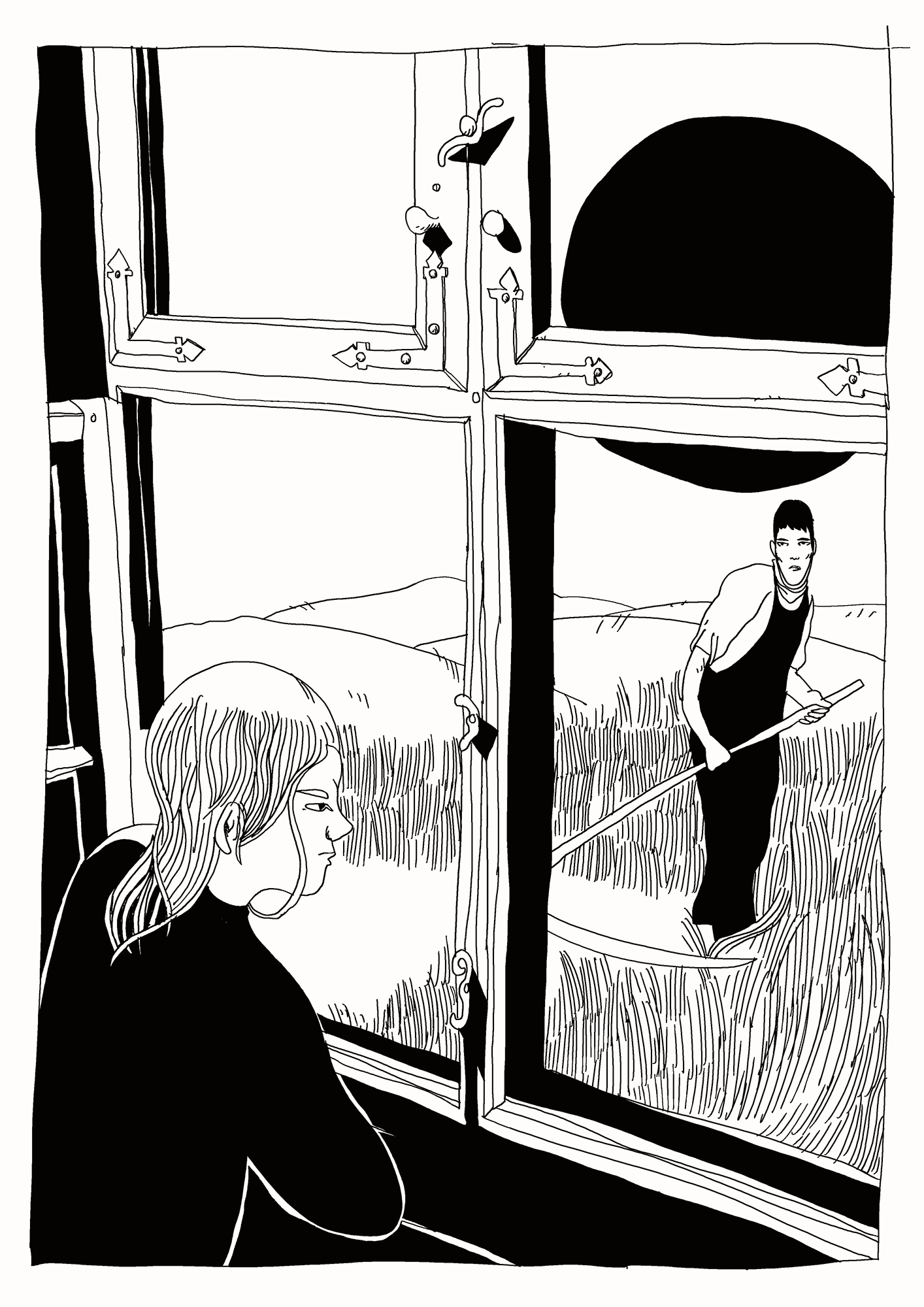 Marie Bregendahl, Ung mand i marken | Plakater-posters-kunsttryk, Giclee-tryk | Halfdan Pisket | Beauton Art Gallery plakater-posters-kunsttryk, giclee-tryk, figurative, illustrative, monokrome, portræt, tegneserier, hverdagsliv, stemninger, mennesker, sorte, hvide, blæk, papir, samtidskunst, københavn, dekorative, design, interiør, bolig-indretning, børn, kærlighed, mænd, moderne, moderne-kunst, nordisk, plakater, skandinavisk, vinduer, Køb original kunst og kunstplakater. Malerier, tegninger, limited edition kunsttryk & plakater af dygtige kunstnere.