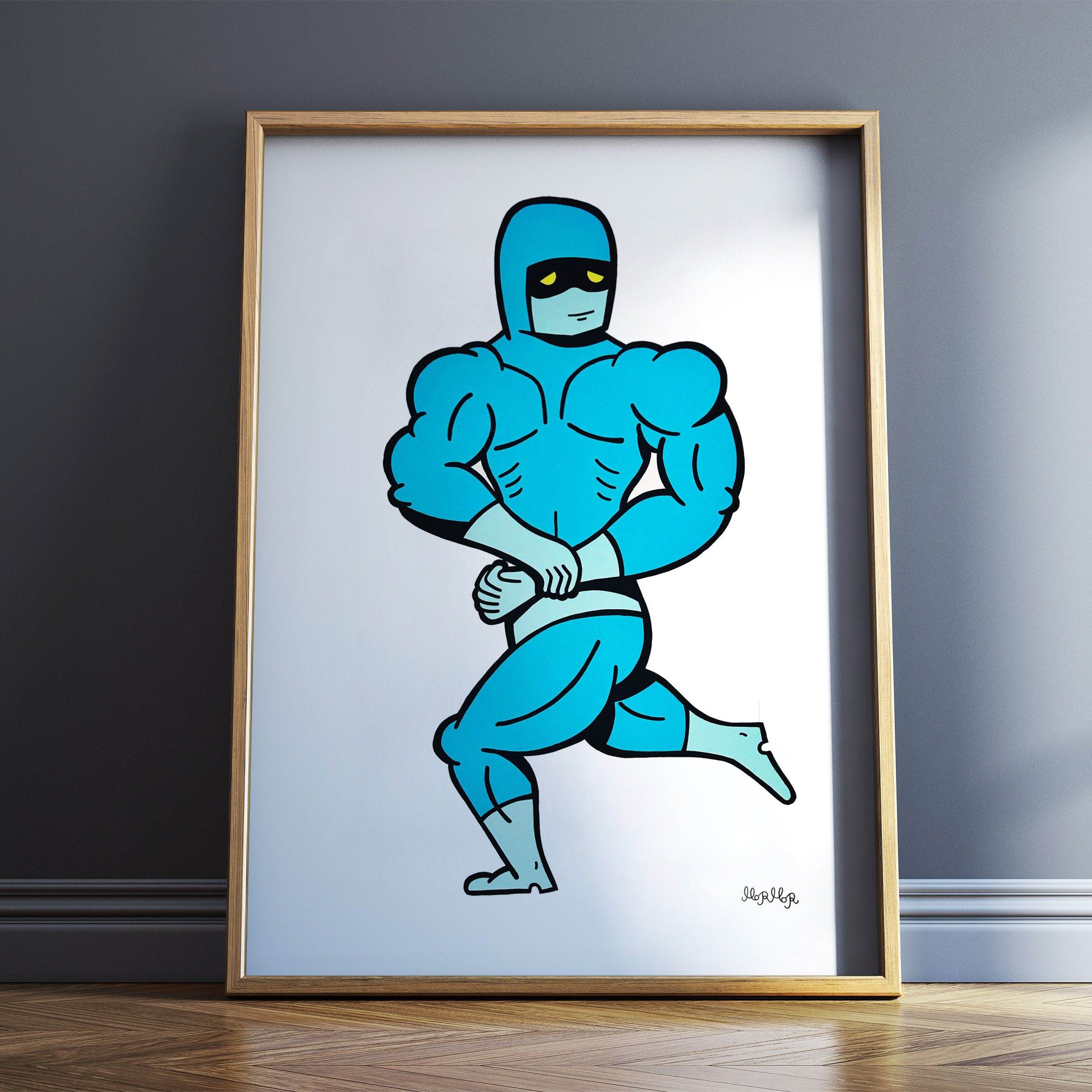 Hero | Kunsttryk, Gicleé | Mormor | Beauton Art Gallery kunsttryk, gicleé, børnevenlige, illustrative, pop, tegneserier, humor, mennesker, blå, hvide, blæk, papir, sjove, kendte-personer, samtidskunst, dansk, dekorative, design, interiør, bolig-indretning, moderne, moderne-kunst, nordisk, skandinavisk, Køb original kunst og kunstplakater. Malerier, tegninger, limited edition kunsttryk & plakater af dygtige kunstnere.