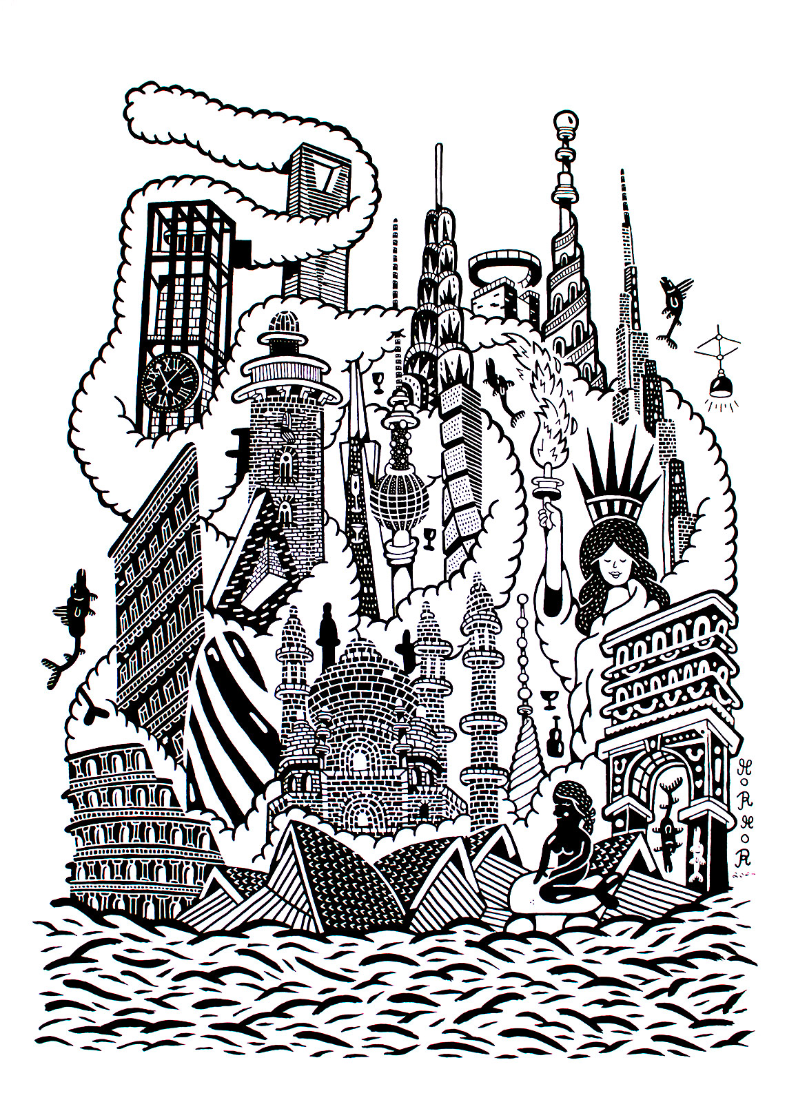 World | Plakater-posters-kunsttryk, Giclee-tryk | Mormor | Beauton Art Gallery plakater-posters-kunsttryk, giclee-tryk, børnevenlige, geometriske, illustrative, monokrome, arkitektur, humor, havet, sorte, hvide, blæk, papir, sjove, arkitektoniske, strand, sort-hvide, bygninger, dansk, dekorative, design, fisk, interiør, bolig-indretning, nordisk, plakater, skandinavisk, hav, skibe, vand, Køb original kunst og kunstplakater. Malerier, tegninger, limited edition kunsttryk & plakater af dygtige kunstnere.