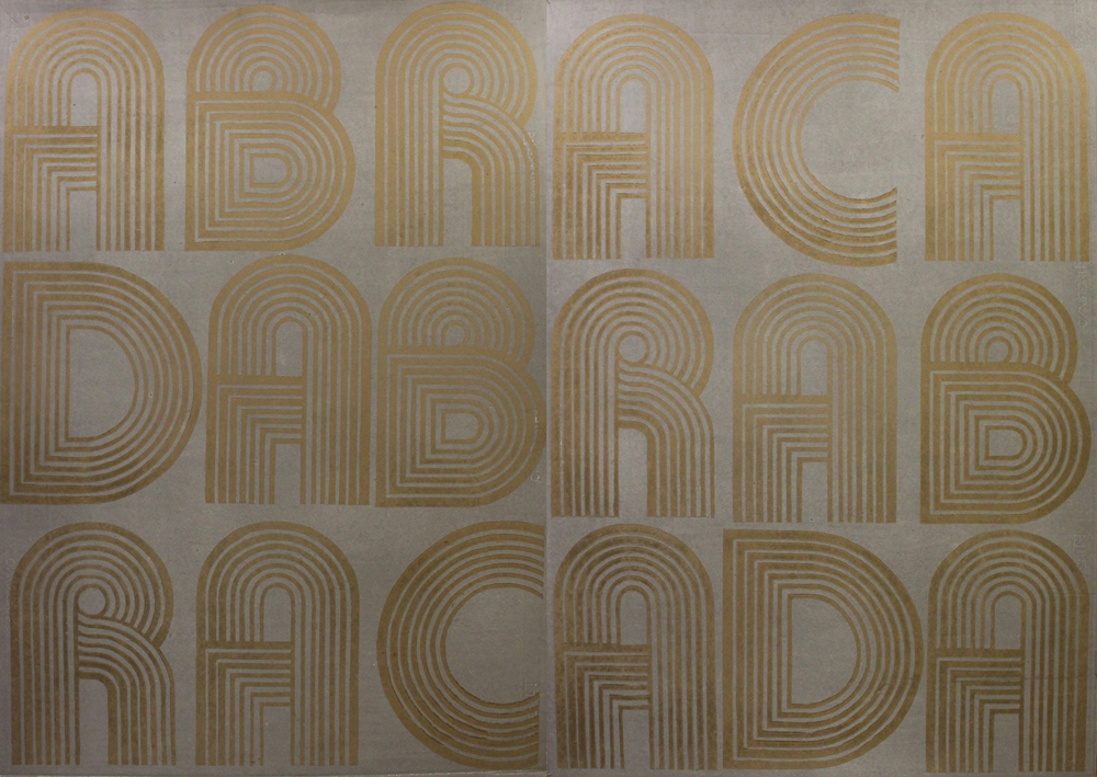 ABRACADABRA linocut- gold & silver