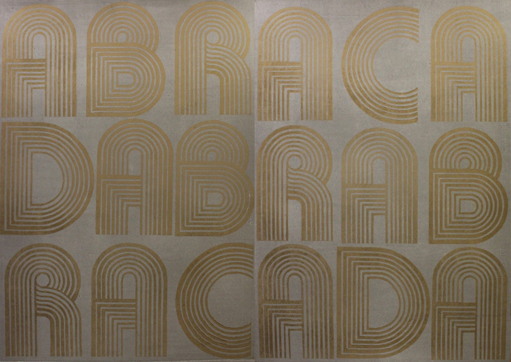 ABRACADABRA linocut- gold & silver