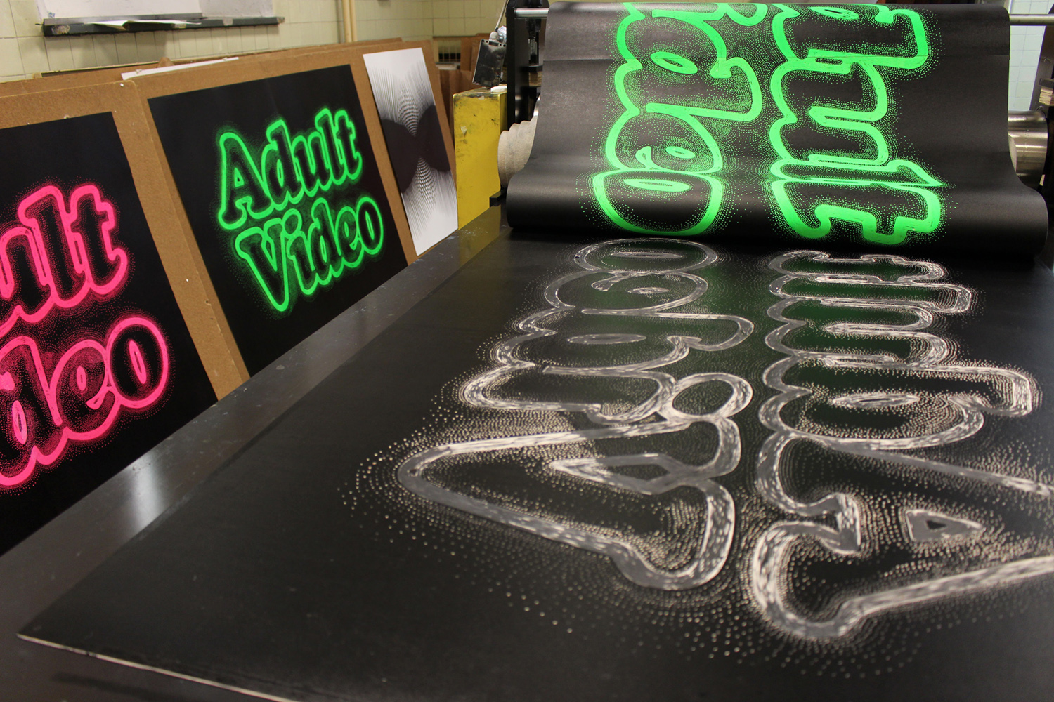 ADULT VIDEO linocut_printing process