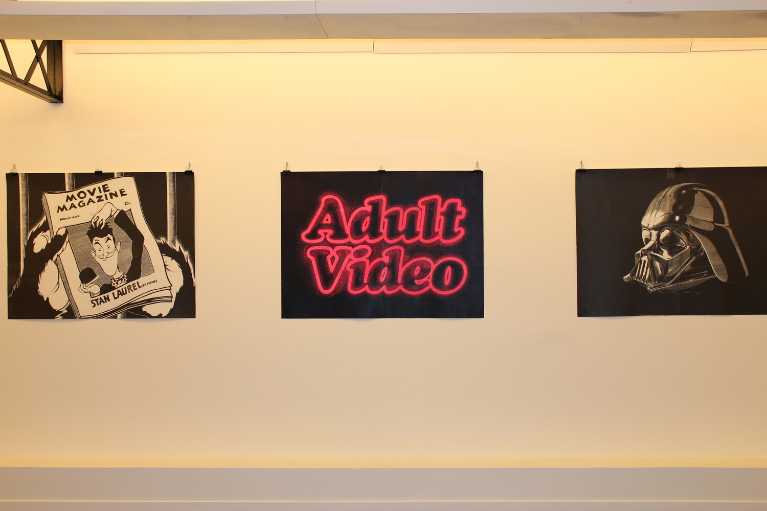 Adult video pink - 140 x 100 cm. Limited edition linoleumstryk af Marta Banaszak ADULT VIDEO linocut_detail