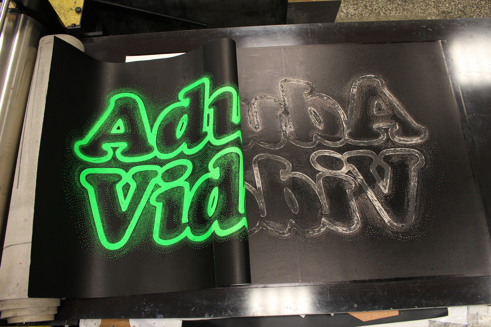 ADULT VIDEO linocut_printing process