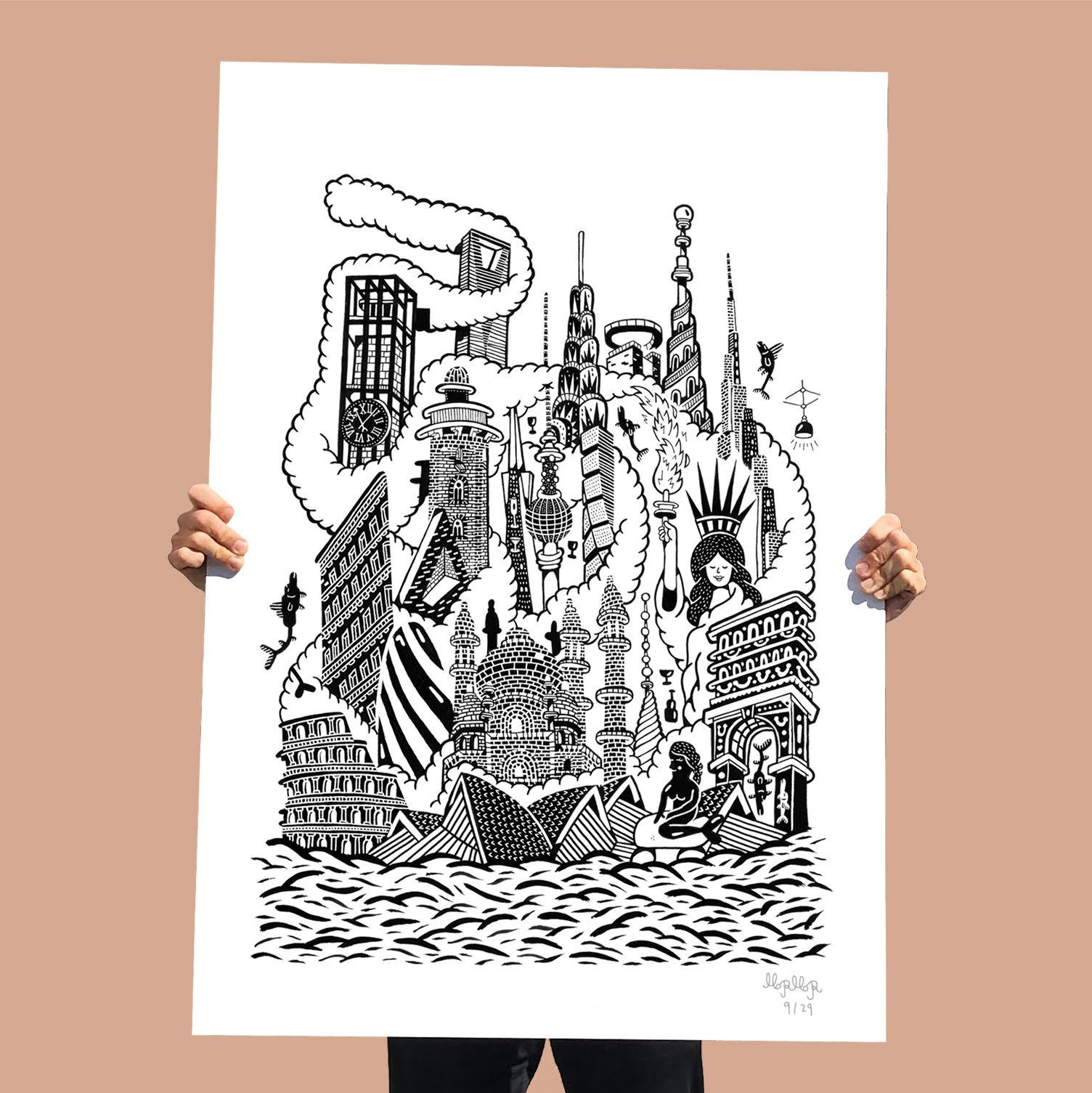 plakater-posters-kunsttryk, giclee-tryk, børnevenlige, figurative, grafiske, illustrative, landskab, pop, arkitektur, tegneserier, børn, humor, havet, sorte, hvide, blæk, papir, sjove, arkitektoniske, strand, sort-hvide, bygninger, kendte-personer, byer, samtidskunst, dekorative, design, have, interiør, bolig-indretning, moderne, moderne-kunst, Køb original kunst og kunstplakater. Malerier, tegninger, limited edition kunsttryk & plakater af dygtige kunstnere.