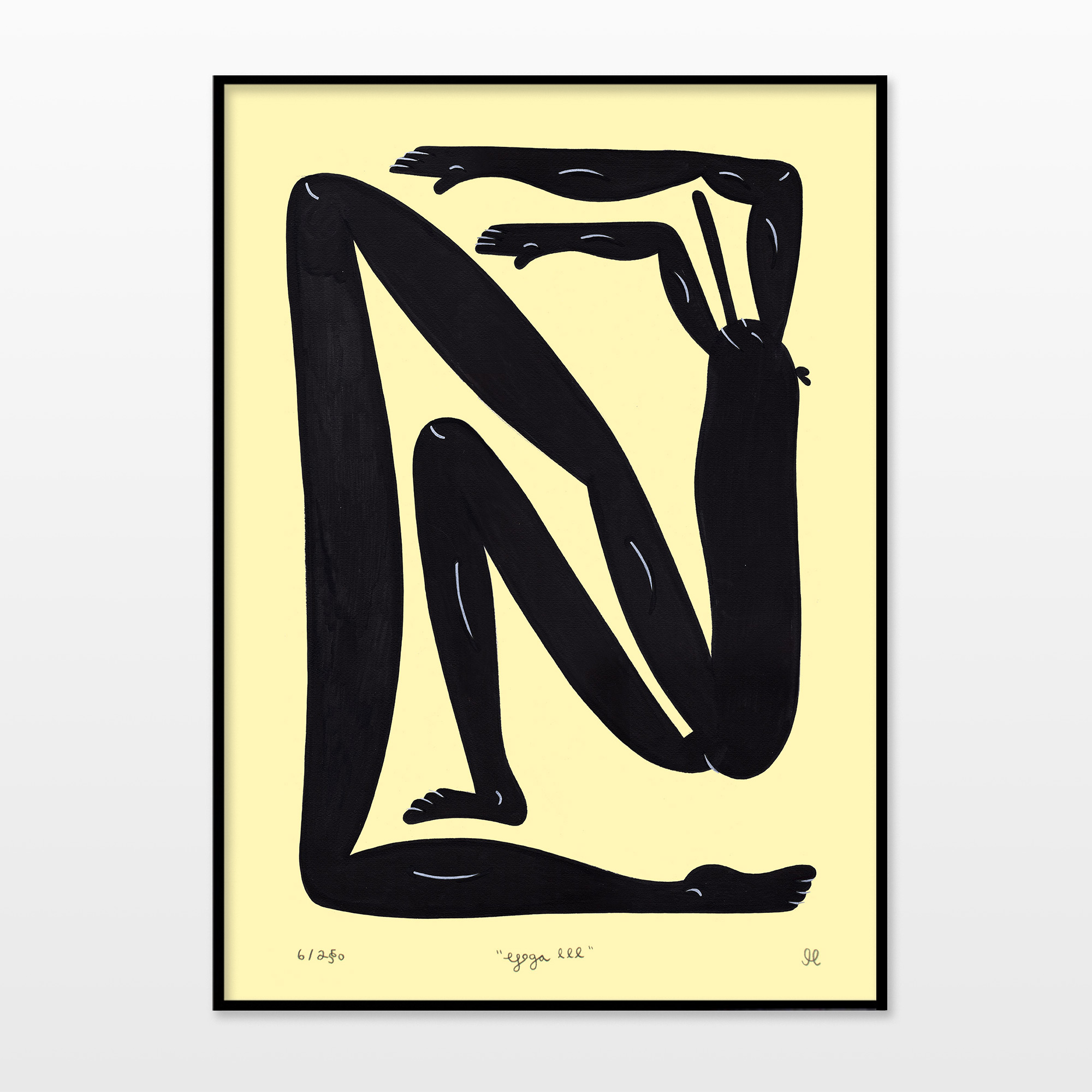Yoga III | Plakater-posters-kunsttryk, Giclee-tryk | Mormor | Beauton Art Gallery plakater-posters-kunsttryk, giclee-tryk, børnevenlige, figurative, grafiske, illustrative, monokrome, pop, kroppe, tegneserier, humor, bevægelse, mennesker, beige, sorte, blæk, papir, sjove, samtidskunst, dansk, dekorative, design, interiør, bolig-indretning, moderne, moderne-kunst, nordisk, plakater, tryk, skandinavisk, Køb original kunst og kunstplakater. Malerier, tegninger, limited edition kunsttryk & plakater af dygtige kunstnere.