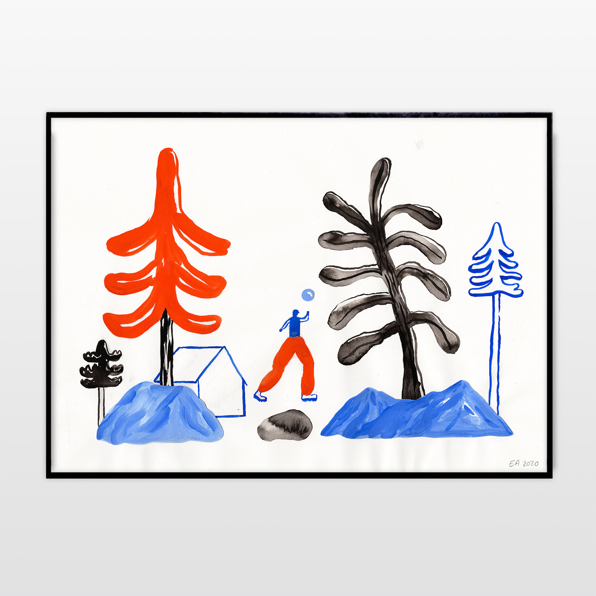 Hold Your Hopes | Tegninger, Akvarel-malerier, Collager | Emilie Aastrup | Original akvarel tegning og collage af Emilie AastrupTegningen er ikke indrammet | Beauton Art Gallery tegninger, akvarel-malerier, collager, æstetiske, farverige, børnevenlige, grafiske, illustrative, minimalistiske, botanik, tegneserier, natur, mennesker, sorte, blå, røde, akryl, papir, akvarel, smukke, dansk, dekorative, design, skov, interiør, bolig-indretning, moderne, moderne-kunst, nordisk, plakater, flotte, skandinavisk, træer, Køb original kunst og kunstplakater. Malerier, tegninger, limited edition kunsttryk & plakater af dygtige kunstnere.