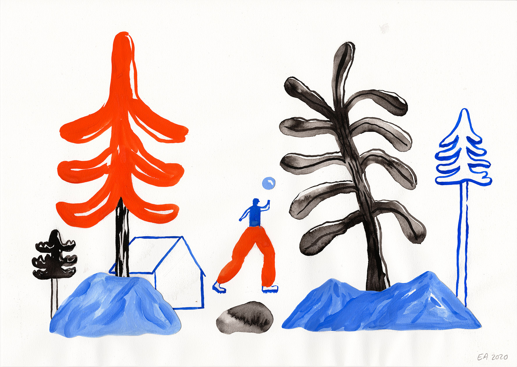 Hold Your Hopes | Tegninger, Akvarel-malerier, Collager | Emilie Aastrup | Original akvarel tegning og collage af Emilie AastrupTegningen er ikke indrammet | Beauton Art Gallery tegninger, akvarel-malerier, collager, æstetiske, farverige, børnevenlige, grafiske, illustrative, minimalistiske, botanik, tegneserier, natur, mennesker, sorte, blå, røde, akryl, papir, akvarel, smukke, dansk, dekorative, design, skov, interiør, bolig-indretning, moderne, moderne-kunst, nordisk, plakater, flotte, skandinavisk, træer, Køb original kunst og kunstplakater. Malerier, tegninger, limited edition kunsttryk & plakater af dygtige kunstnere.