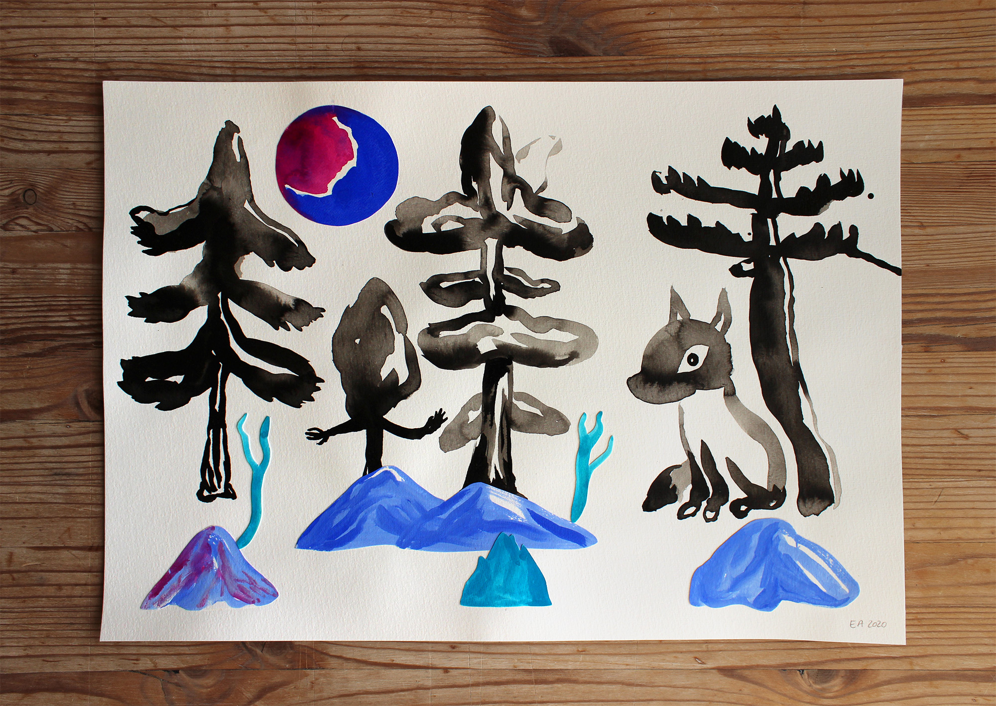 tegninger, gouache-malerier, akvarel-malerier, farverige, børnevenlige, figurative, landskab, minimalistiske, pop, dyreliv, botanik, natur, vilde-dyr, sorte, blå, gouache, blæk, papir, smukke, dansk, dekorative, design, skov, interiør, bolig-indretning, moderne, bjerge, nordisk, planter, plakater, flotte, tryk, skandinavisk, Køb original kunst og kunstplakater. Malerier, tegninger, limited edition kunsttryk & plakater af dygtige kunstnere.