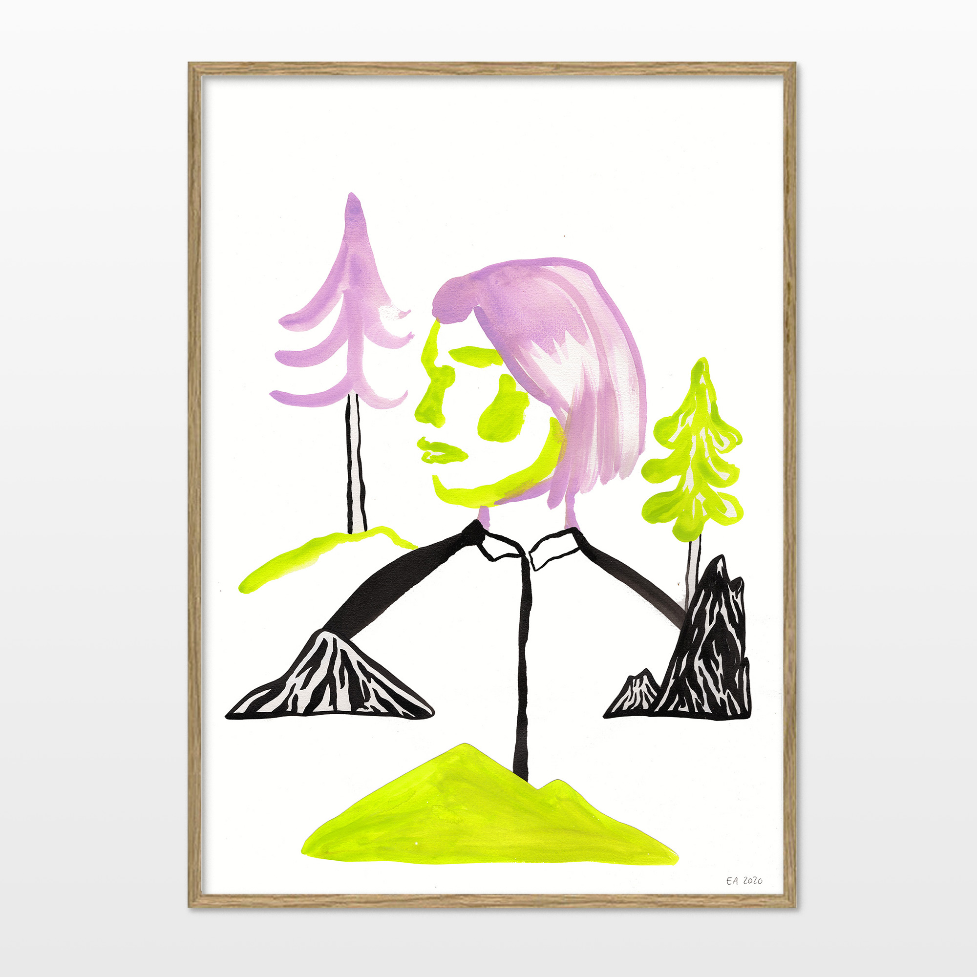 Solid Rock | Tegninger, Gouache-malerier, Akvarel-malerier | Emilie Aastrup | Beauton Art Gallery tegninger, gouache-malerier, akvarel-malerier, æstetiske, grafiske, minimalistiske, pop, dyreliv, botanik, natur, mennesker, sorte, grønne, violette, gouache, blæk, papir, smukke, dansk, dekorative, design, skov, interiør, bolig-indretning, moderne, moderne-kunst, bjerge, nordisk, plakater, flotte, tryk, skandinavisk, træer, Køb original kunst og kunstplakater. Malerier, tegninger, limited edition kunsttryk & plakater af dygtige kunstnere.