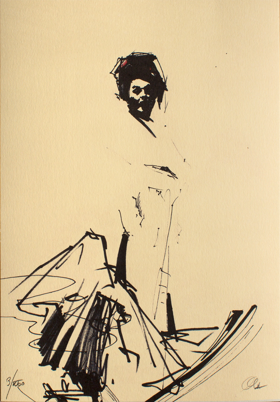 Leder | Plakater-posters-kunsttryk, Giclee-tryk | Ola Juliussen | Limited edition kunsttryk af Ola JuliussenOplag på 250 stk. Signeret og nummeret af kunstneren.High-grade pigmenteret "arkivblæk" på 220 gr./m2 syrefrit Fabriano kunstpapir. | Beauton Art Gallery plakater-posters-kunsttryk, giclee-tryk, æstetiske, figurative, grafiske, portræt, kroppe, bevægelse, mennesker, beige, sorte, røde, blæk, papir, abstrakte-former, smukke, samtidskunst, dansk, dekorative, design, kvindelig, interiør, bolig-indretning, moderne, moderne-kunst, nordisk, plakater, skandinavisk, kvinder, Køb original kunst og kunstplakater. Malerier, tegninger, limited edition kunsttryk & plakater af dygtige kunstnere.