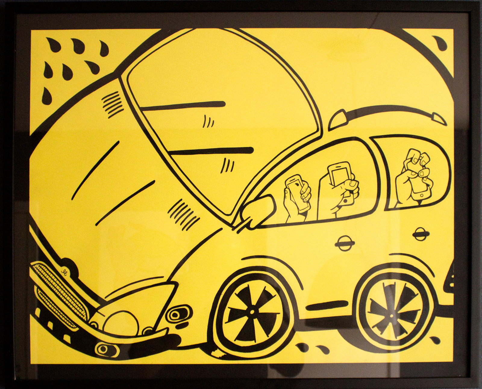 Familietur | Tegninger | Mormor | Beauton Art Gallery tegninger, børnevenlige, pop, humor, stemninger, bevægelse, transportmidler, sorte, gule, artliner, papir, tusch, sjove, biler, samtidskunst, dansk, design, interiør, bolig-indretning, moderne, moderne-kunst, naive, nordisk, skandinavisk, street-art, køretøjer, Køb original kunst og kunstplakater. Malerier, tegninger, limited edition kunsttryk & plakater af dygtige kunstnere.