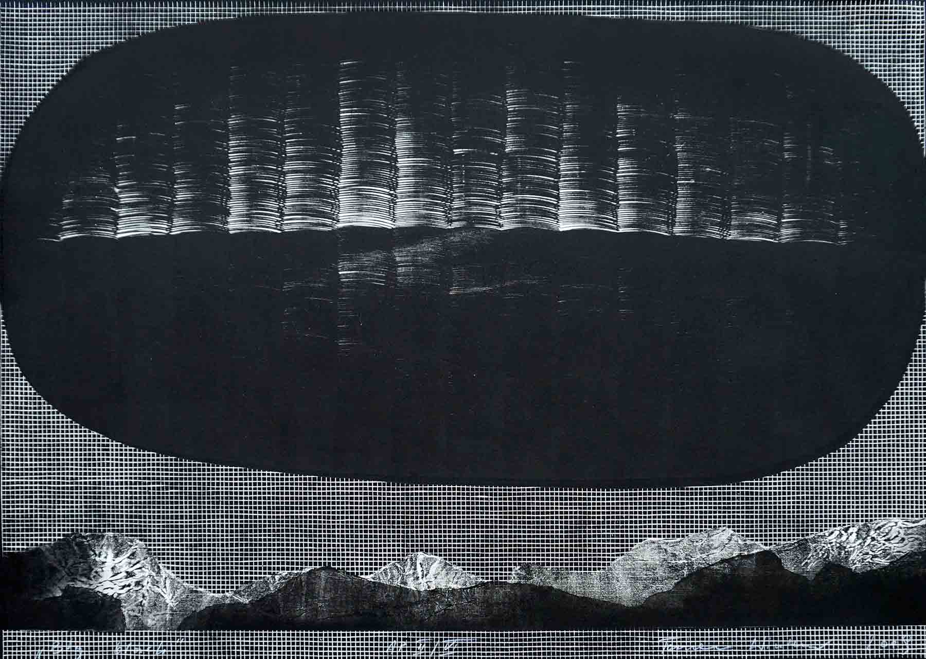 Big Black | Limited-editions, Engraveringer | Tomasz Winiarski | Beauton Art Gallery limited-editions, engraveringer, abstrakte, grafiske, landskab, monokrome, natur, mønstre, himle, sorte, grå, hvide, blæk, papir,  print, abstrakte-former, atmosfære, sort-hvide, sceneri, Buy original high quality art. Paintings, drawings, limited edition prints & posters by talented artists.