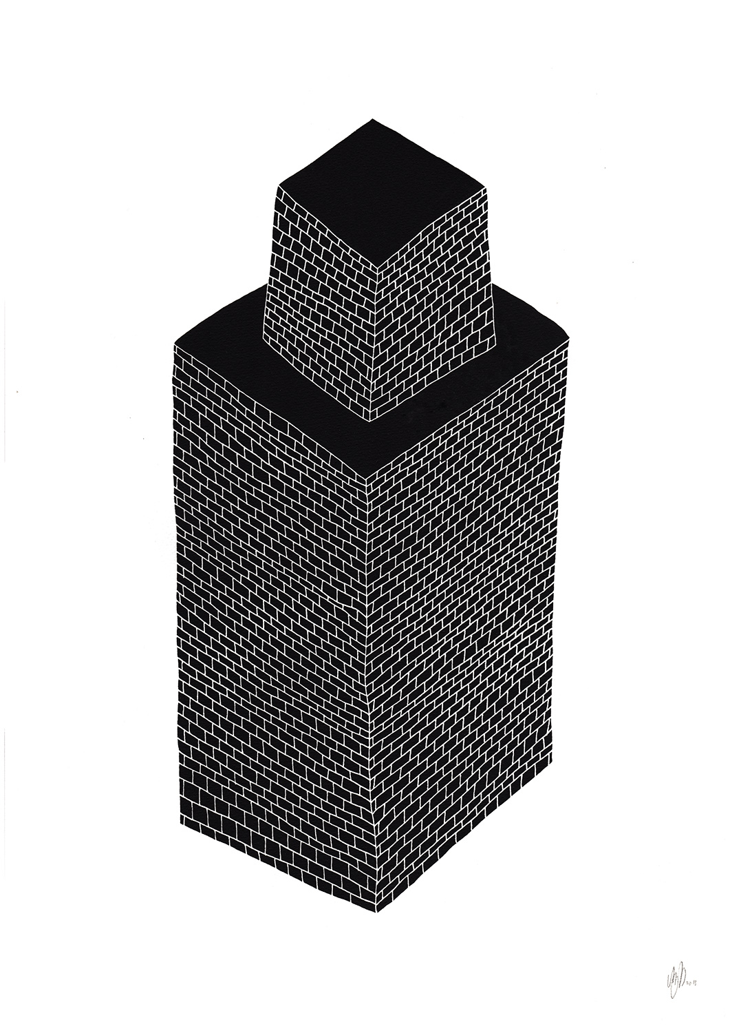 BLACK BRICKS | Plakater-posters-kunsttryk, Silketryk | My Buemann | Beauton Art Gallery plakater-posters-kunsttryk, silketryk, geometriske, grafiske, illustrative, pop, arkitektur, mønstre, sorte, hvide, papir, abstrakte-former, arkitektoniske, street-art, Køb original kunst og kunstplakater. Malerier, tegninger, limited edition kunsttryk & plakater af dygtige kunstnere.