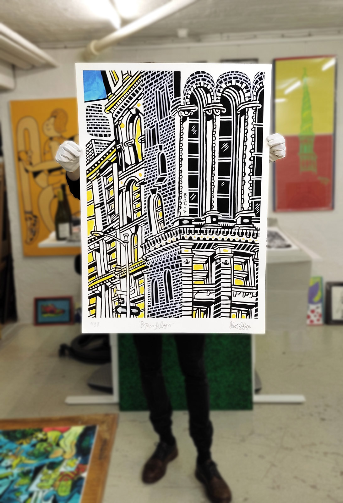 plakater-posters-kunsttryk, giclee-tryk, børnevenlige, figurative, grafiske, pop, arkitektur, tegneserier, sorte, blå, gule, blæk, papir, arkitektoniske, bygninger, byer, samtidskunst, københavn, dansk, design, interiør, bolig-indretning, moderne, moderne-kunst, nordisk, Køb original kunst og kunstplakater. Malerier, tegninger, limited edition kunsttryk & plakater af dygtige kunstnere.