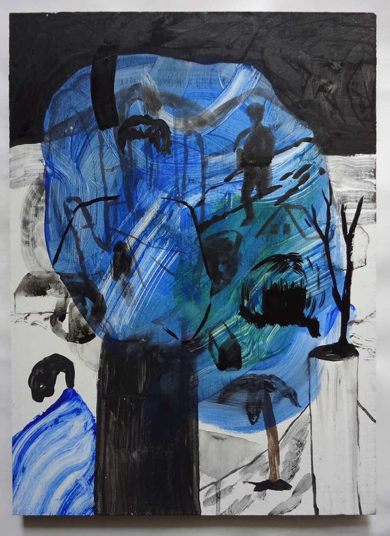 abstrakt maleri med blålige farver, online kunst galleri 