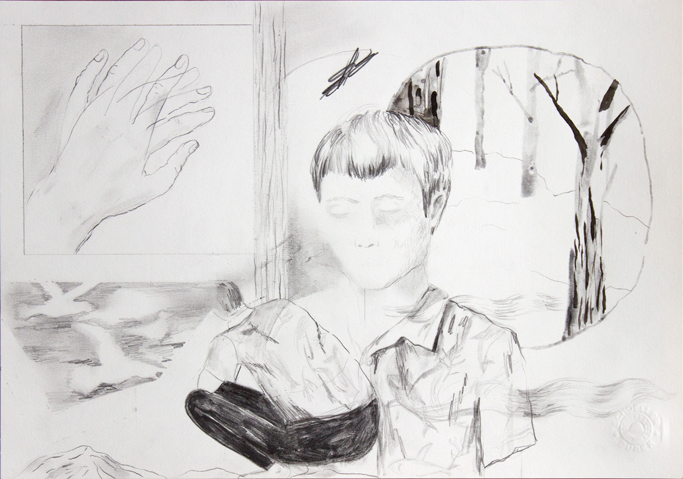 Uden Titel I | Tegninger | Emilie Aastrup | Beauton Art Gallery tegninger, monokrome, natur, mennesker, sorte, grå, hvide, kul, papir, blyant, sort-hvide, Køb original kunst og kunstplakater. Malerier, tegninger, limited edition kunsttryk & plakater af dygtige kunstnere.