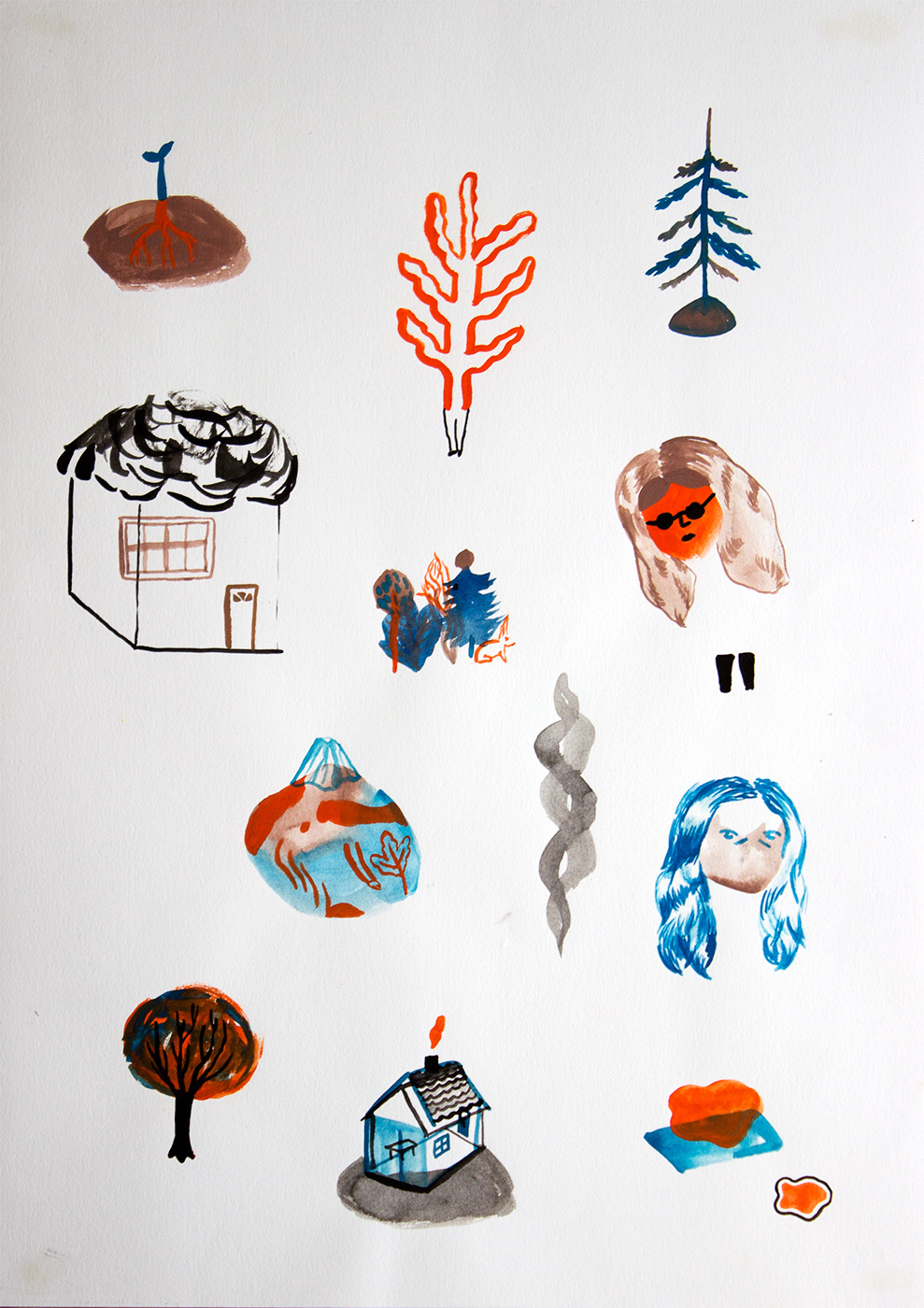 tegninger, gouache, akvareller, abstrakte, figurative, botanik, natur, sorte, blå, røde, gouache, papir, akvarel, sjove, smukke, dansk, dekorative, design, ansigter, huse, interiør, bolig-indretning, nordisk, skandinavisk, træer, Køb original kunst og kunstplakater. Malerier, tegninger, limited edition kunsttryk & plakater af dygtige kunstnere.