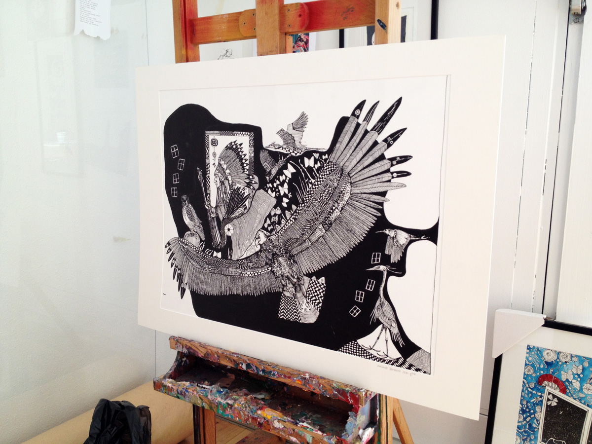 illustrationer. ørn, indianer, fugle Udtryksfuldt moderne kunst. dyr. talentfulde kunstnere, online kunstgalleri.