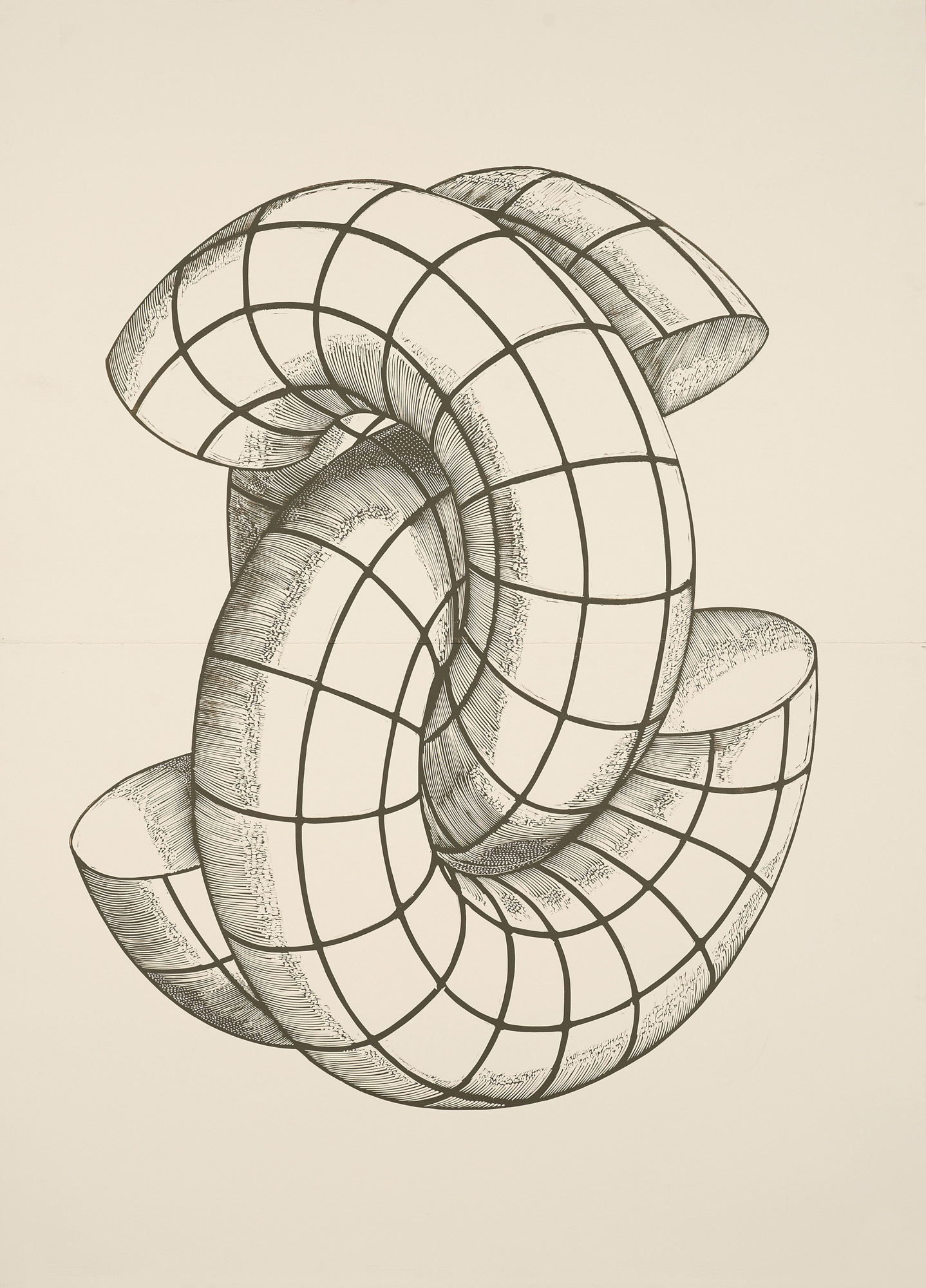 Figurations IX beige - 140 x 100 cm. Limited edition linocut print af Marta Banaszak FIGURATIONS IX linocut_Marta Banaszak