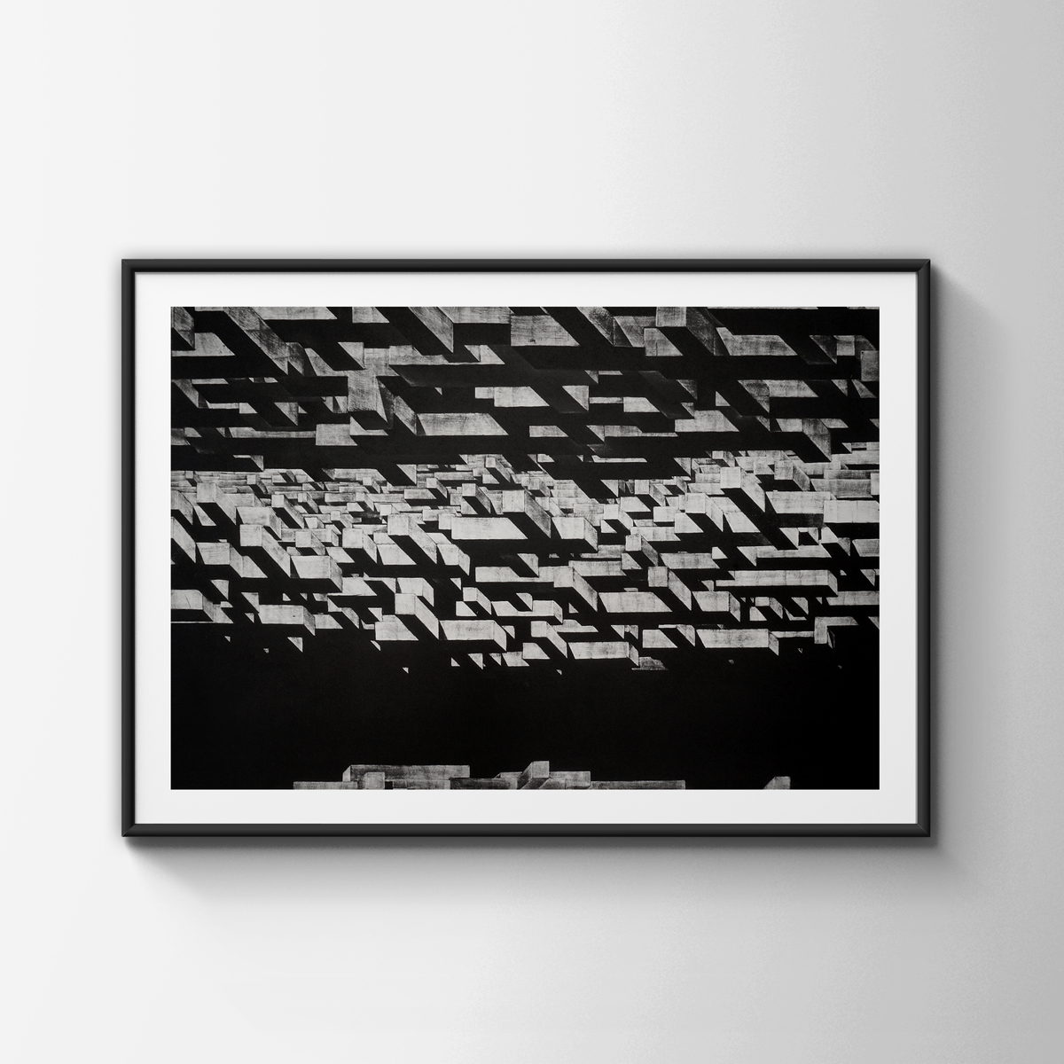 Perpetuum Mobile LIX | Kunsttryk, Engraveringer | Tomasz Winiarski | Beauton Art Gallery kunsttryk, engraveringer, abstrakte, æstetiske, monokrome, arkitektur, bevægelse, mønstre, sorte, grå, hvide, blæk, papir, abstrakte-former, dekorative, design, interiør, bolig-indretning, nordisk, skandinavisk, Køb original kunst og kunstplakater. Malerier, tegninger, limited edition kunsttryk & plakater af dygtige kunstnere.