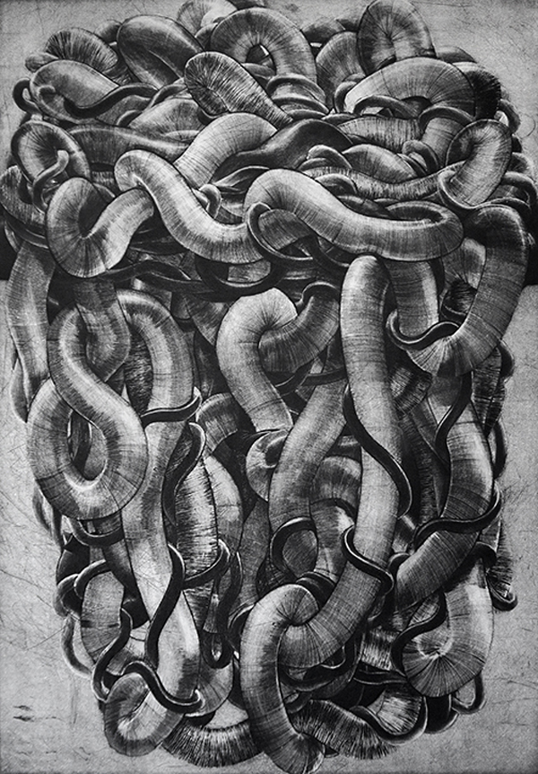 Perpetuum Mobile LXXXVII | Kunsttryk, Engraveringer | Tomasz Winiarski | Beauton Art Gallery kunsttryk, engraveringer, abstrakte, æstetiske, monokrome, bevægelse, sorte, grå, hvide, blæk, papir, abstrakte-former, efterår, dansk, dekorative, design, interiør, bolig-indretning, nordisk, skandinavisk, Køb original kunst og kunstplakater. Malerier, tegninger, limited edition kunsttryk & plakater af dygtige kunstnere.