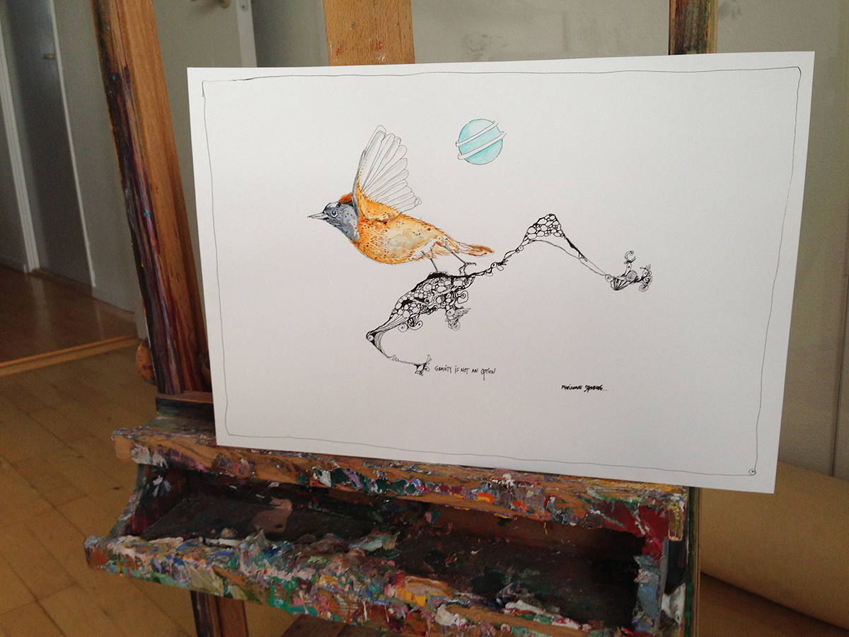illustrationer perfekt til hjemmet bolig indretning, original kunst, gave ide, gallerier, dygtige kunstnere, tegnere Collage udstillet i ramme
