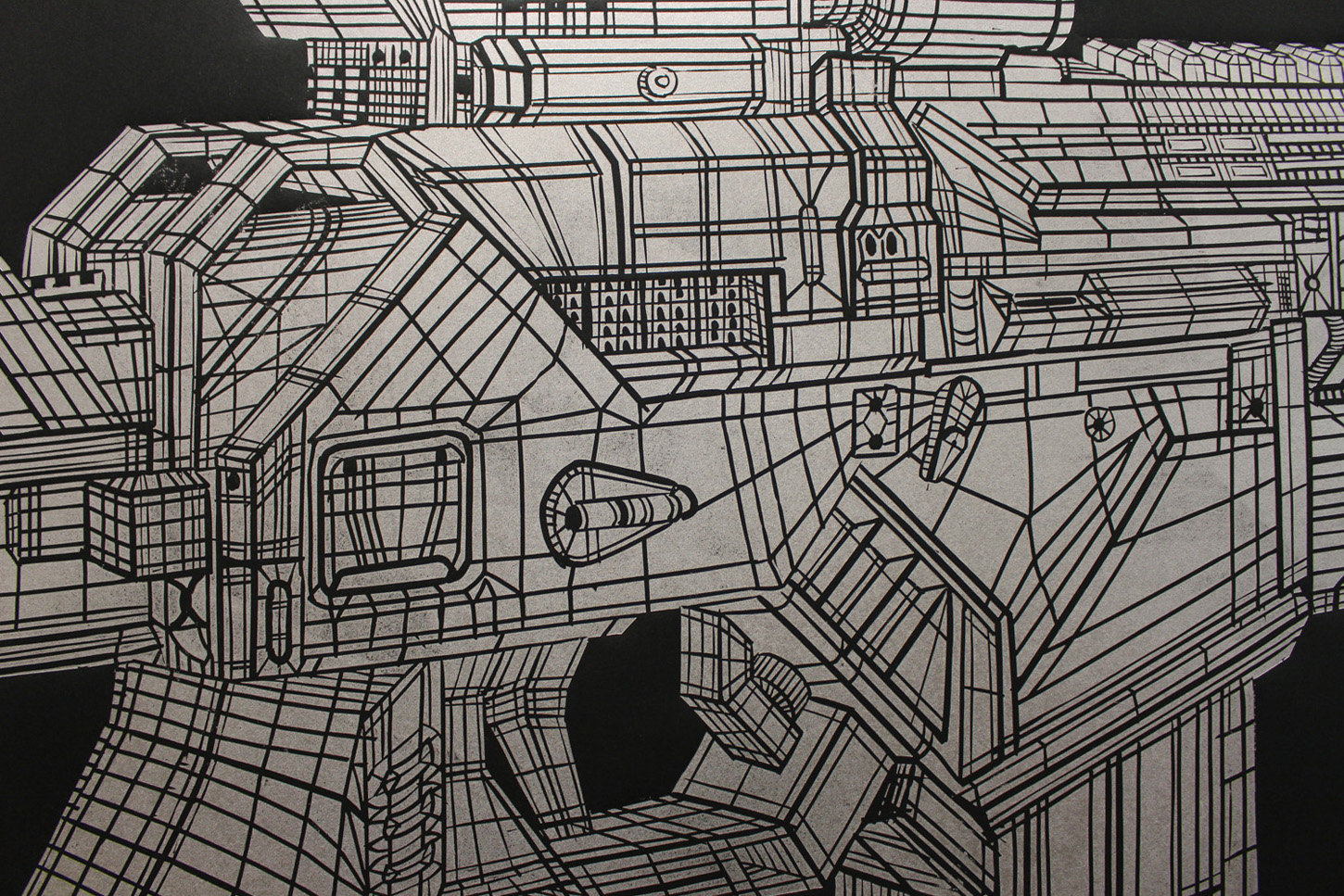 GUN linocut_detail