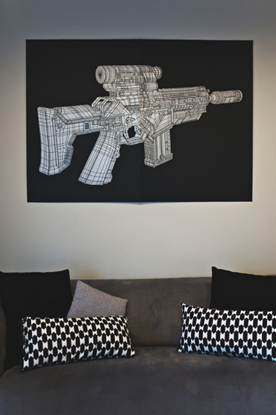 GUN linocut_interior