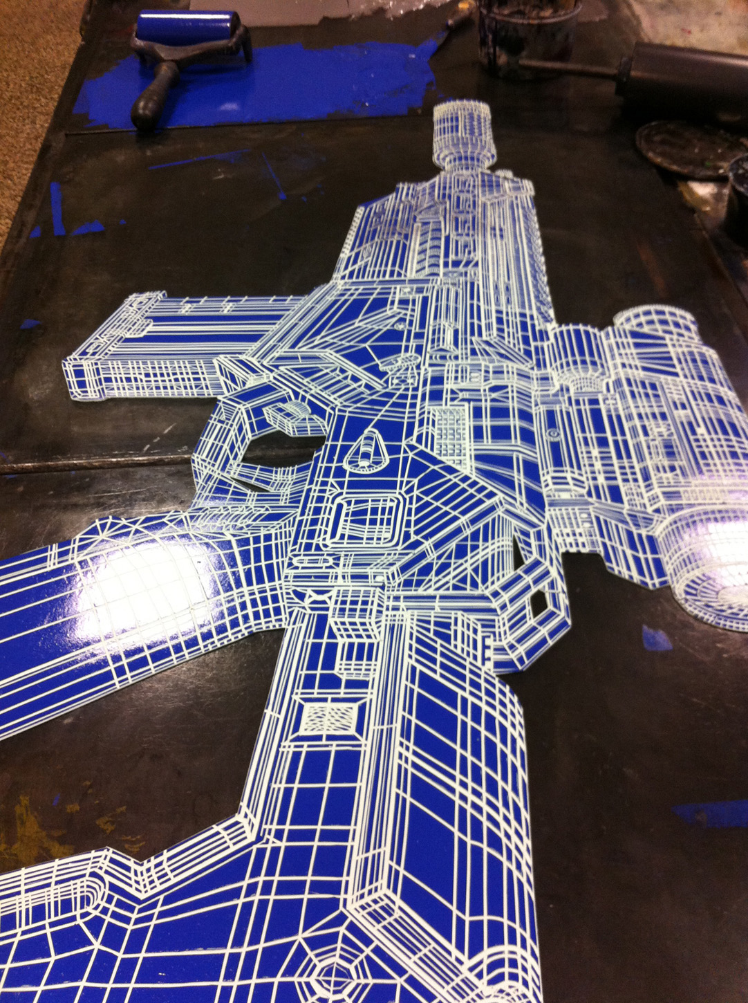 GUN linocut_printing process