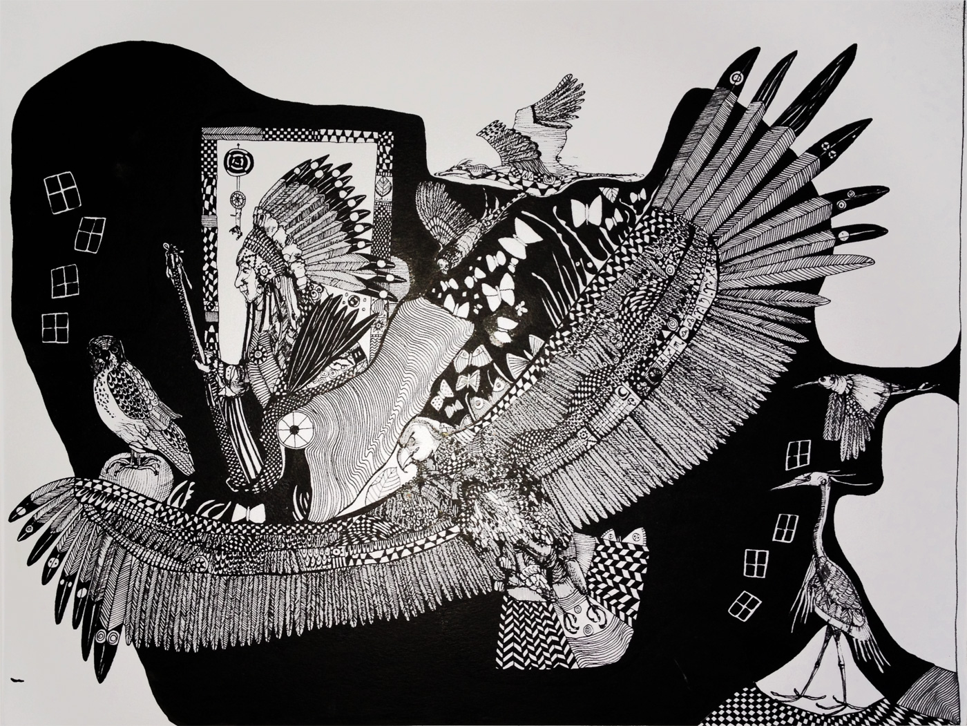 illustrationer. ørn, indianer, fugle Udtryksfuldt moderne kunst. dyr. talentfulde kunstnere, online kunstgalleri.