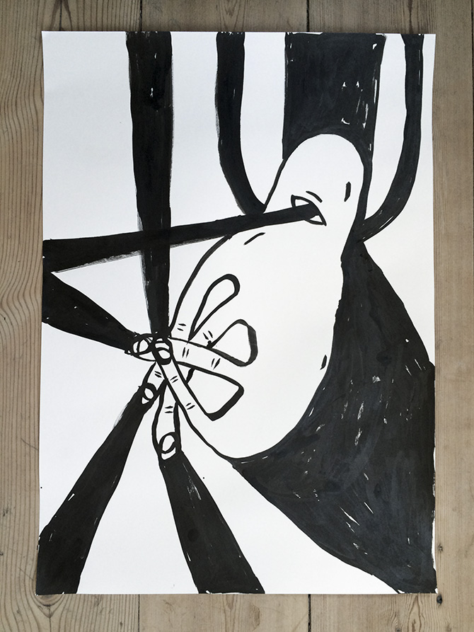 Things i see when I close my eyes #4 | Tegninger | My Buemann | Beauton Art Gallery tegninger, børnevenlige, grafiske, monokrome, pop, tegneserier, humor, mønstre, sorte, papir, tusch, abstrakte-former, dansk, dekorative, design, interiør, bolig-indretning, nordisk, skandinavisk, street-art, Køb original kunst og kunstplakater. Malerier, tegninger, limited edition kunsttryk & plakater af dygtige kunstnere.