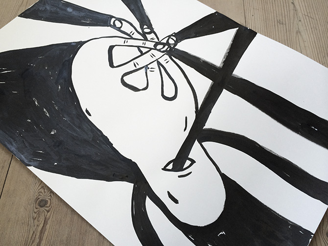 Things i see when I close my eyes #4 | Tegninger | My Buemann | Beauton Art Gallery tegninger, børnevenlige, grafiske, monokrome, pop, tegneserier, humor, mønstre, sorte, papir, tusch, abstrakte-former, dansk, dekorative, design, interiør, bolig-indretning, nordisk, skandinavisk, street-art, Køb original kunst og kunstplakater. Malerier, tegninger, limited edition kunsttryk & plakater af dygtige kunstnere.