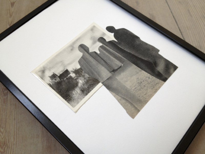 Ingenting #5. En original collage af My Buemann. Collagen er en del af serien "Ingenting".   Collagen er indrammet i en lækker sort ramme med ægte glas. tegninger med blæk, flotte kunst collager, billeder, fotografi, fotografer, malerier, bolig indretning, boligindretning