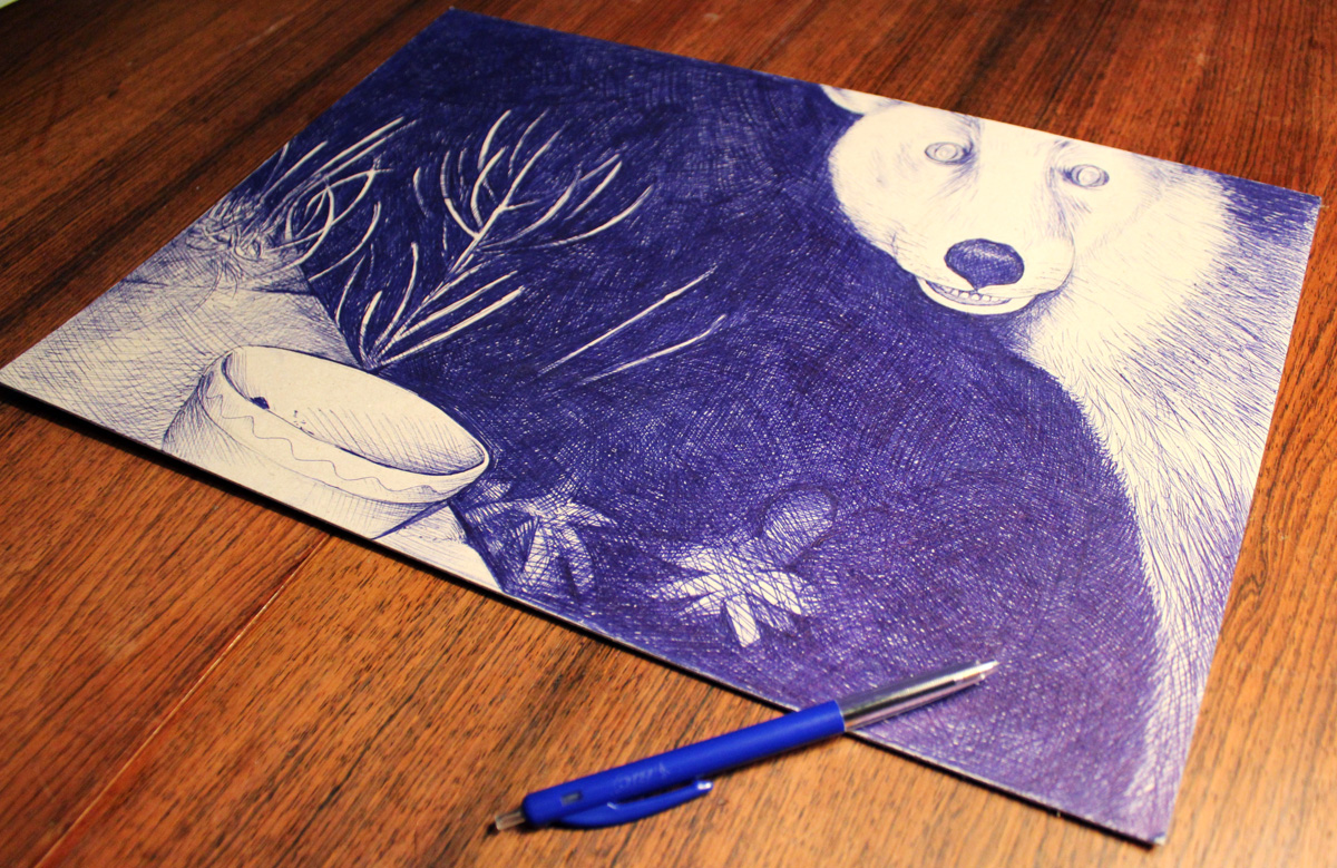 Ræv i den blå nat. En original illustration af Morten Løfberg. saatchi online gallery, artrebels galleri, illustrationer tegninger, talentfulde kunstnere, online gallerier, originaler