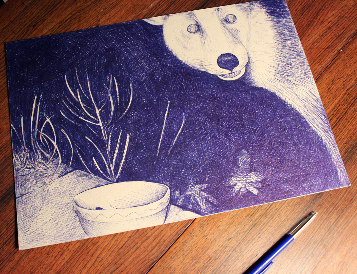 Ræv i den blå nat. En original illustration af Morten Løfberg. saatchi online gallery, artrebels galleri, illustrationer tegninger, talentfulde kunstnere, online gallerier, originaler