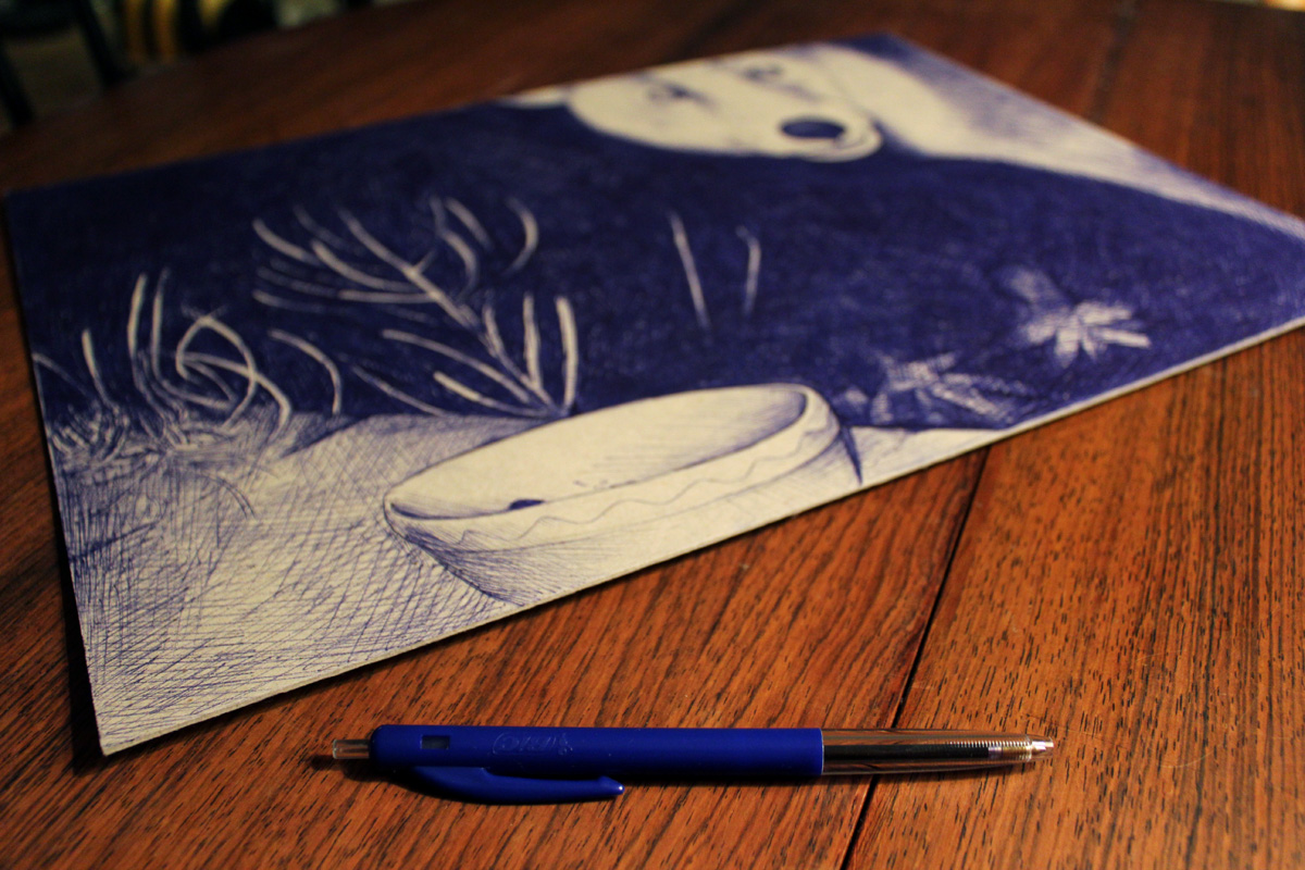 Ræv i den blå nat. En original illustration af Morten Løfberg. saatchi online gallery, artrebels galleri, illustrationer tegninger, talentfulde kunstnere, online gallerier, originaler