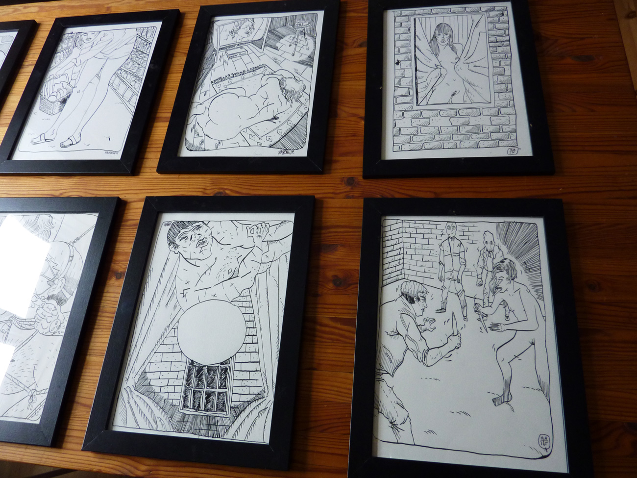 Låsesmedsfilerne XXII | Tegninger | Halfdan Pisket | Beauton Art Gallery tegninger, figurative, illustrative, portræt, kroppe, tegneserier, hverdagsliv, seksualitet, sorte, hvide, papir, tusch, erotiske, nøgen, seksuel, skitse, Køb original kunst og kunstplakater. Malerier, tegninger, limited edition kunsttryk & plakater af dygtige kunstnere.