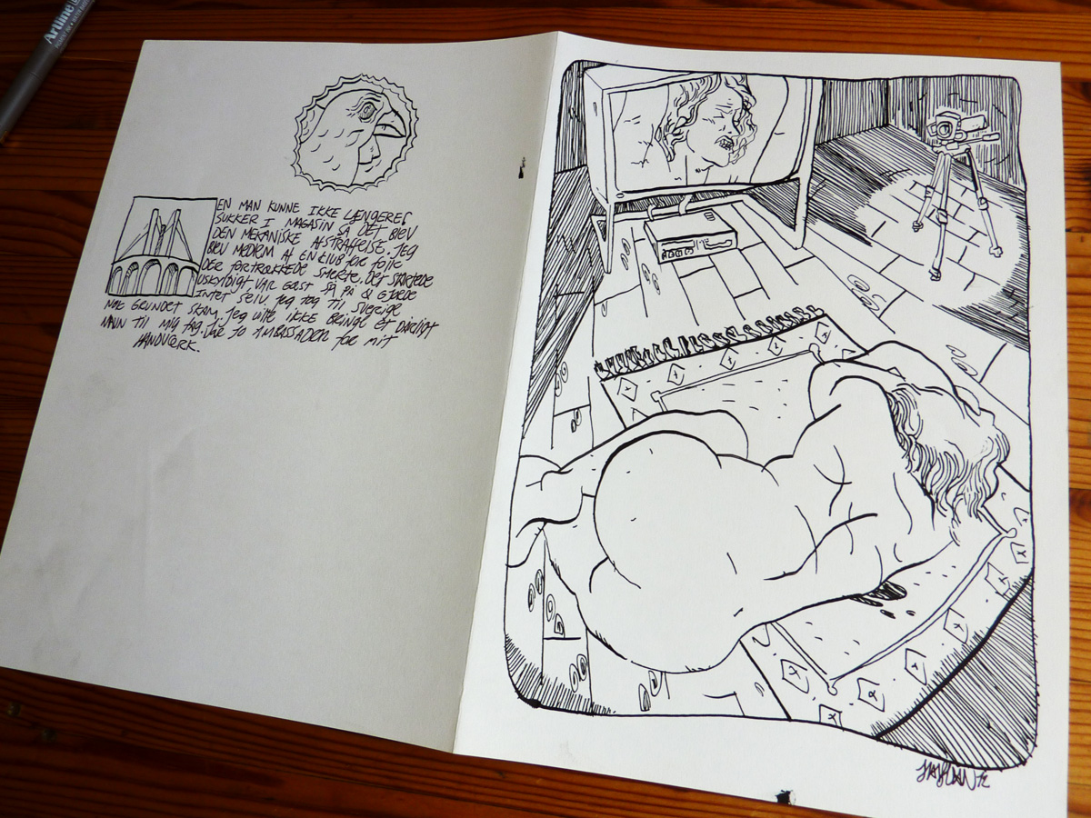 Låsesmedsfilerne XXII | Tegninger | Halfdan Pisket | Beauton Art Gallery tegninger, figurative, illustrative, portræt, kroppe, tegneserier, hverdagsliv, seksualitet, sorte, hvide, papir, tusch, erotiske, nøgen, seksuel, skitse, Køb original kunst og kunstplakater. Malerier, tegninger, limited edition kunsttryk & plakater af dygtige kunstnere.