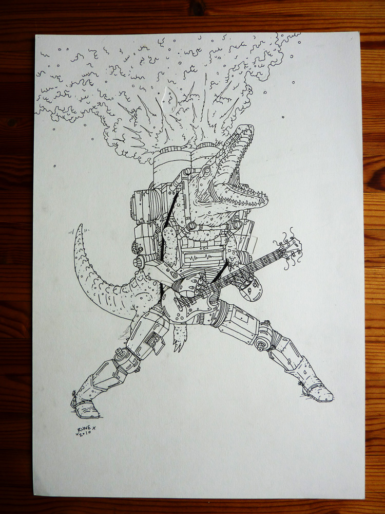 guitar, krokedille, røg, illustrationer og tegninger, kunst, kunstgalleri, galleri, sjov tegning, street art, pop kultur, inspiration,