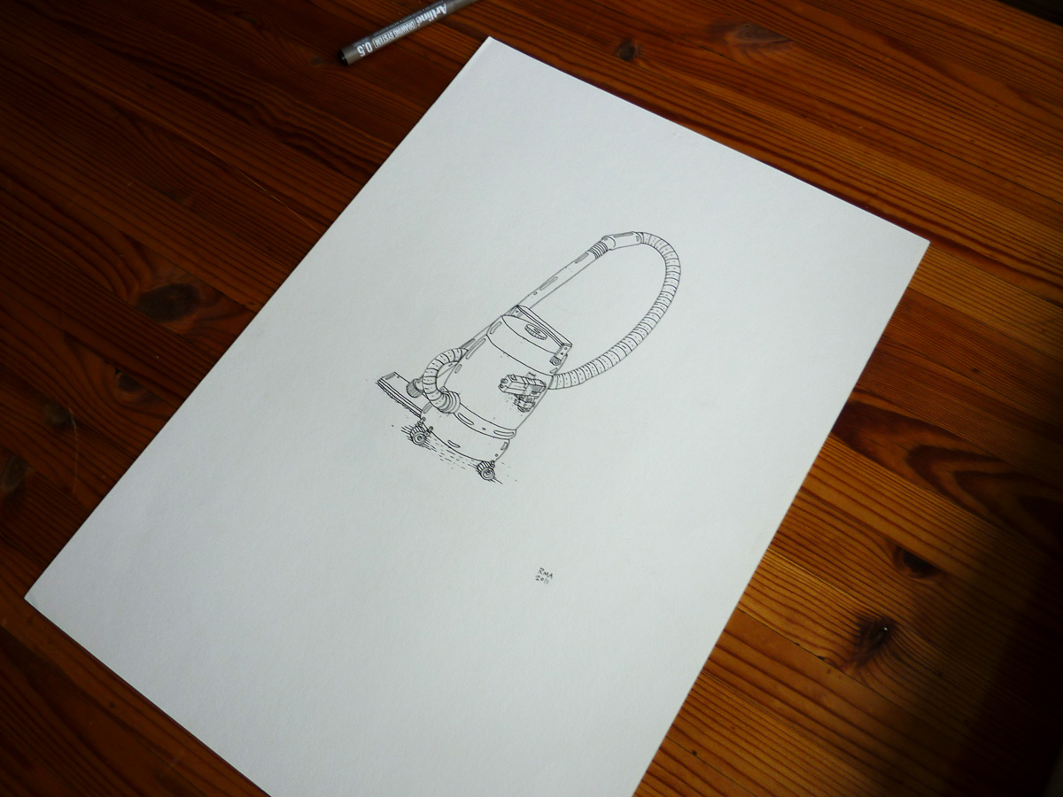 Gun Buster - 29,7 x 42 cm., A3. En original illustration af Rune Alexandersen.  Tegningen er udført på tykt syrefrit arkiverbart papir. Tegningen kommer ikke indrammet.