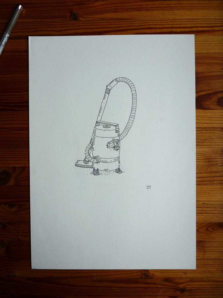 Gun Buster - 29,7 x 42 cm., A3. En original illustration af Rune Alexandersen.  Tegningen er udført på tykt syrefrit arkiverbart papir. Tegningen kommer ikke indrammet.