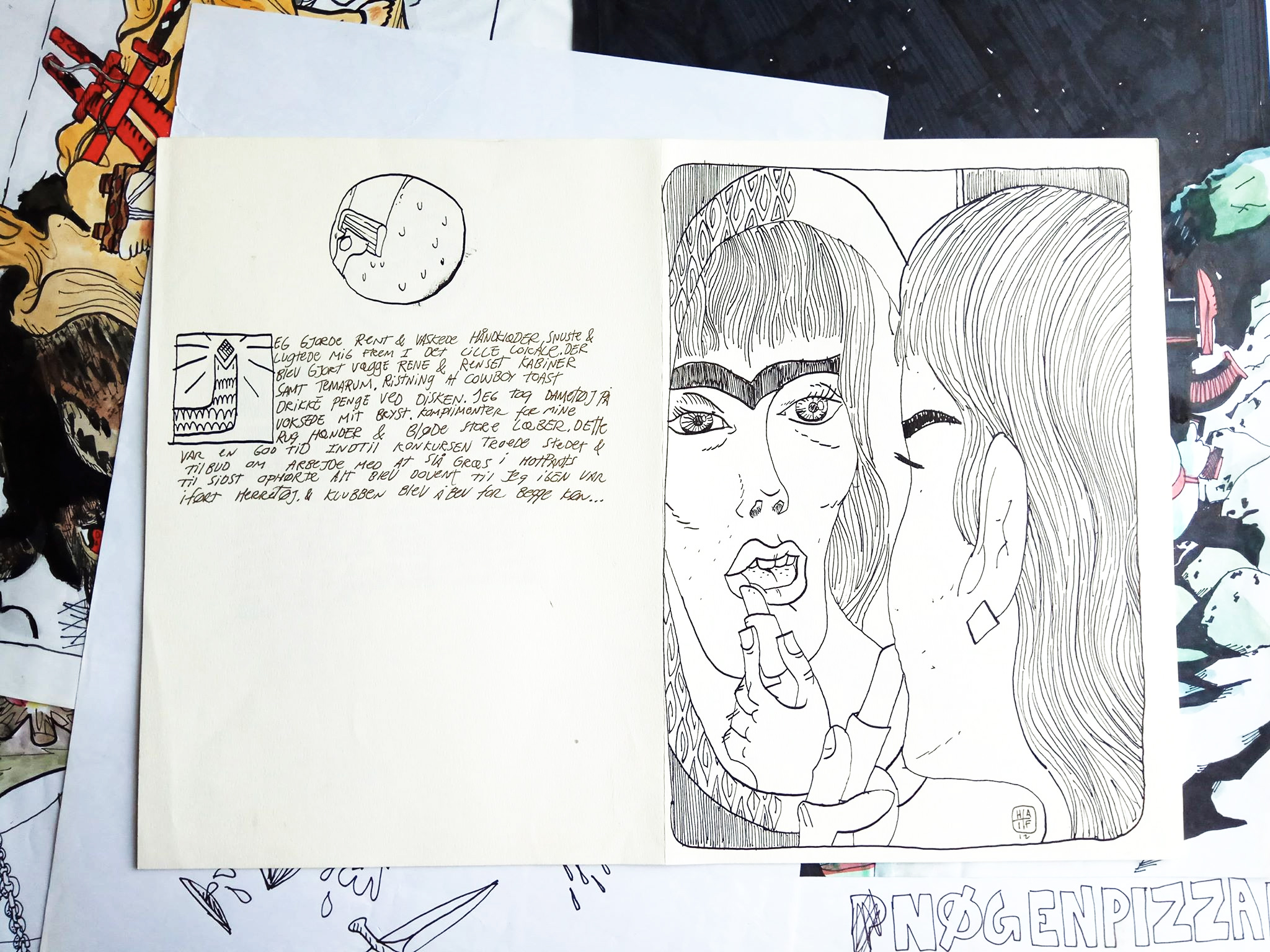 Låsesmeds Filerne II | Tegninger | Halfdan Pisket | Beauton Art Gallery tegninger, figurative, illustrative, monokrome, portræt, kroppe, hverdagsliv, mennesker, seksualitet, sorte, hvide, papir, tusch, ansigter, kvindelig, kvinder, Køb original kunst og kunstplakater. Malerier, tegninger, limited edition kunsttryk & plakater af dygtige kunstnere.