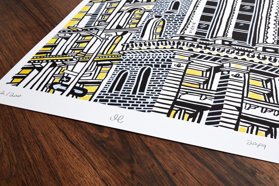 Brooklyn ldt | Plakater-posters-kunsttryk, Giclee-tryk | Mormor | Beauton Art Gallery plakater-posters-kunsttryk, giclee-tryk, børnevenlige, grafiske, illustrative, pop, arkitektur, tegneserier, humor, stemninger, sorte, hvide, blæk, papir, bygninger, byer, samtidskunst, københavn, dansk, dekorative, design, interiør, bolig-indretning, moderne, moderne-kunst, nordisk, skandinavisk, Køb original kunst og kunstplakater. Malerier, tegninger, limited edition kunsttryk & plakater af dygtige kunstnere.